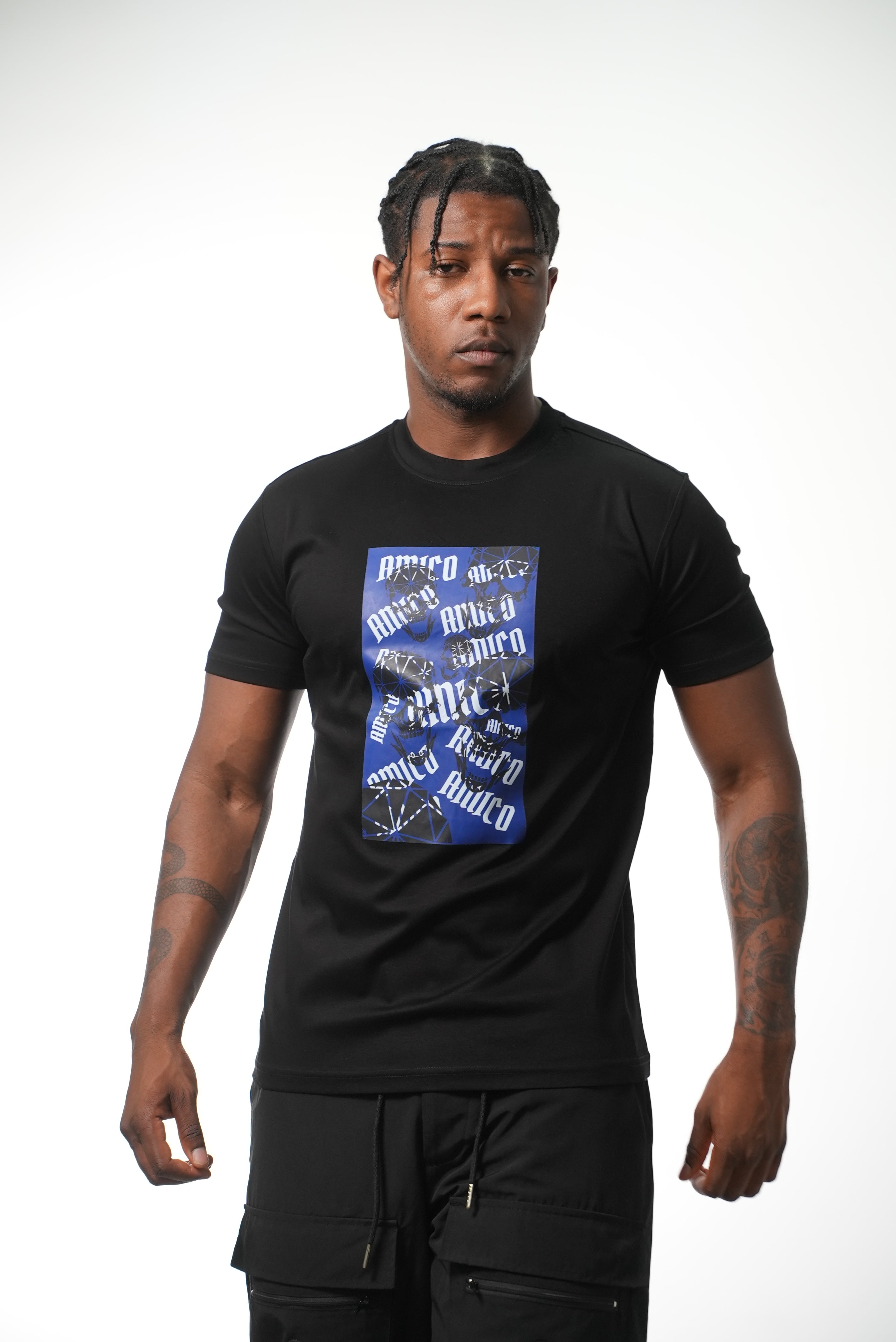 Men's Black Skull Blue T-Shirt