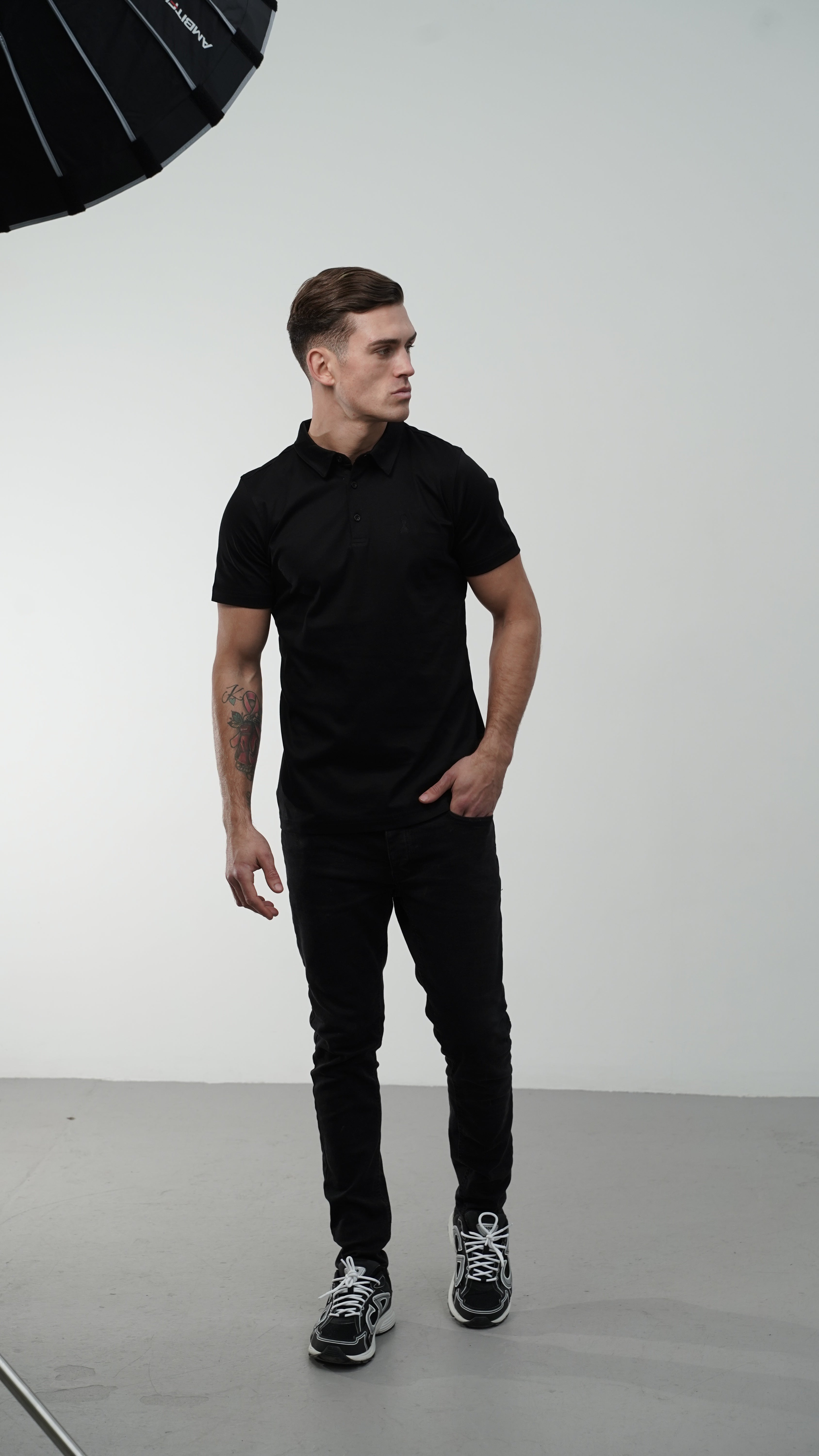 Men's Amico Black Embroidery Polo