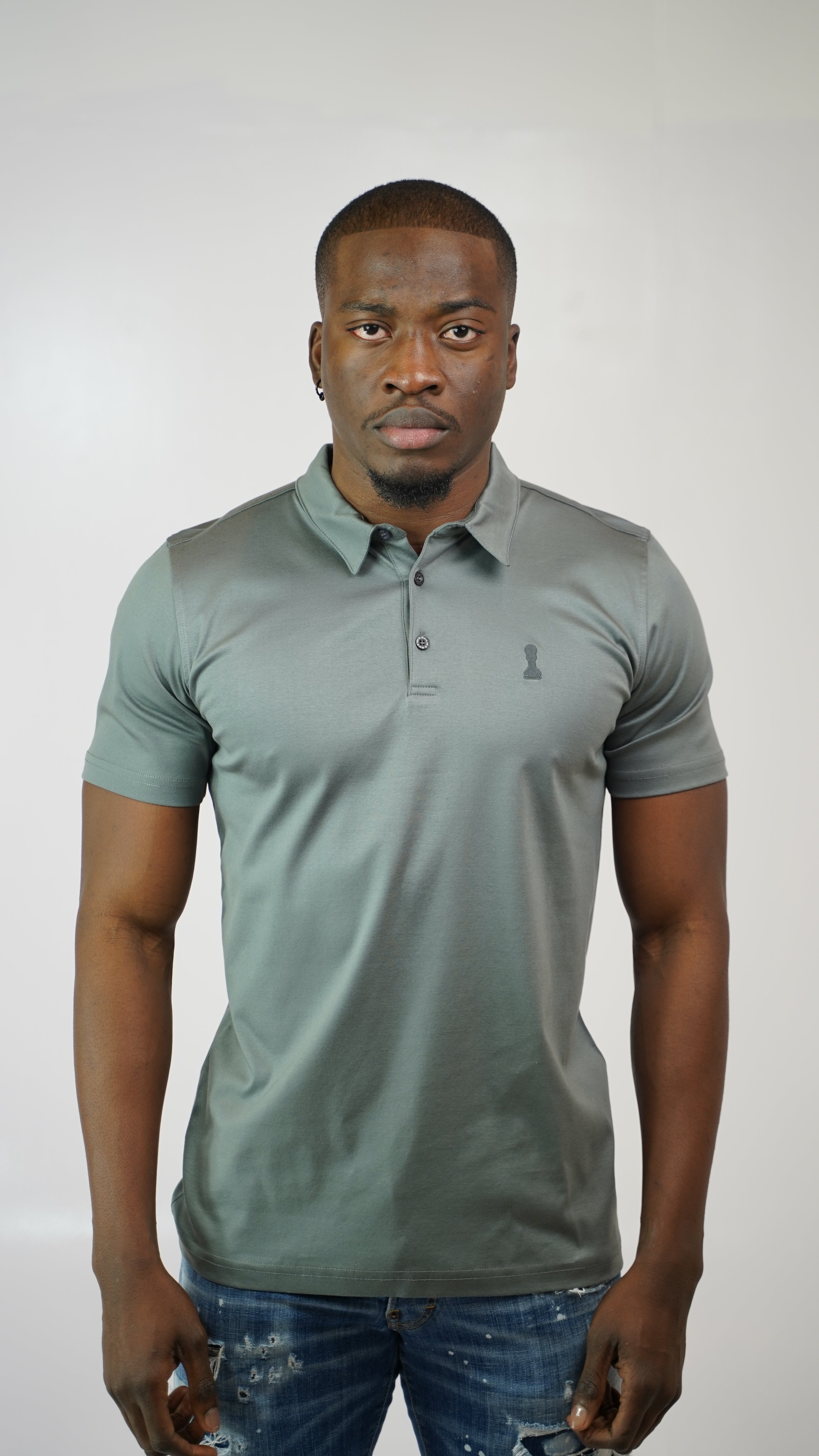 Men's Amico Grey Embroidery Polo