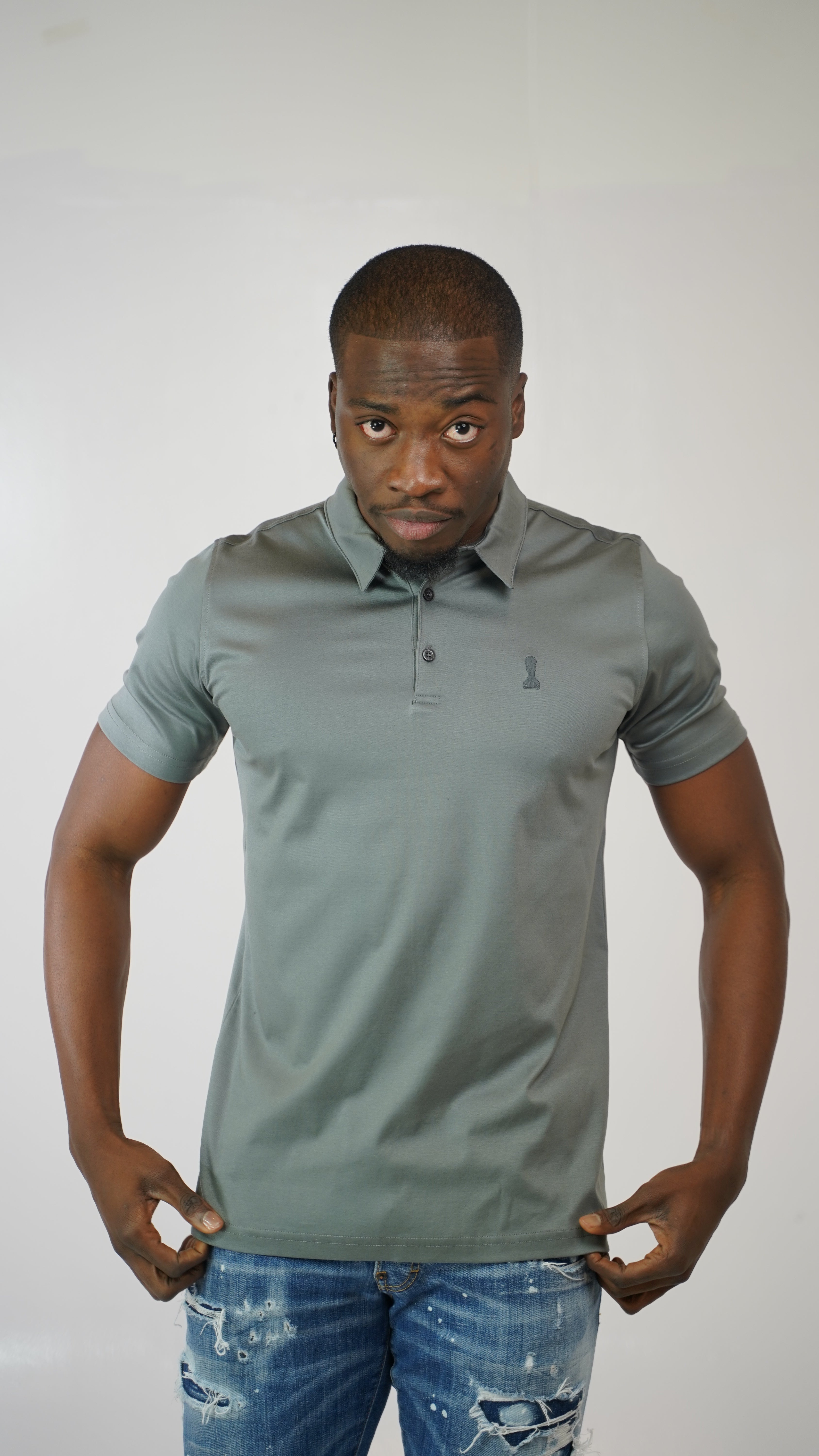 Men's Amico Grey Embroidery Polo