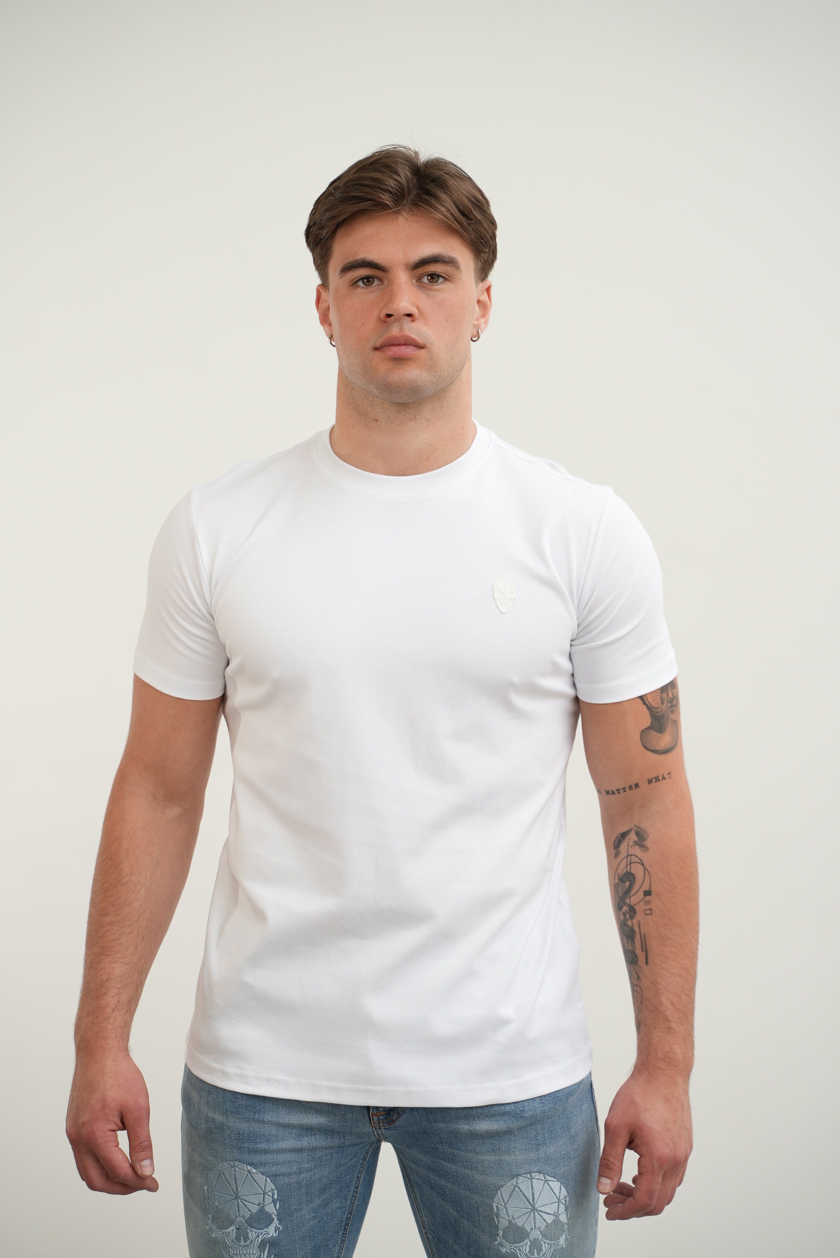 Men's Amico Skull Badge White T-Shirt