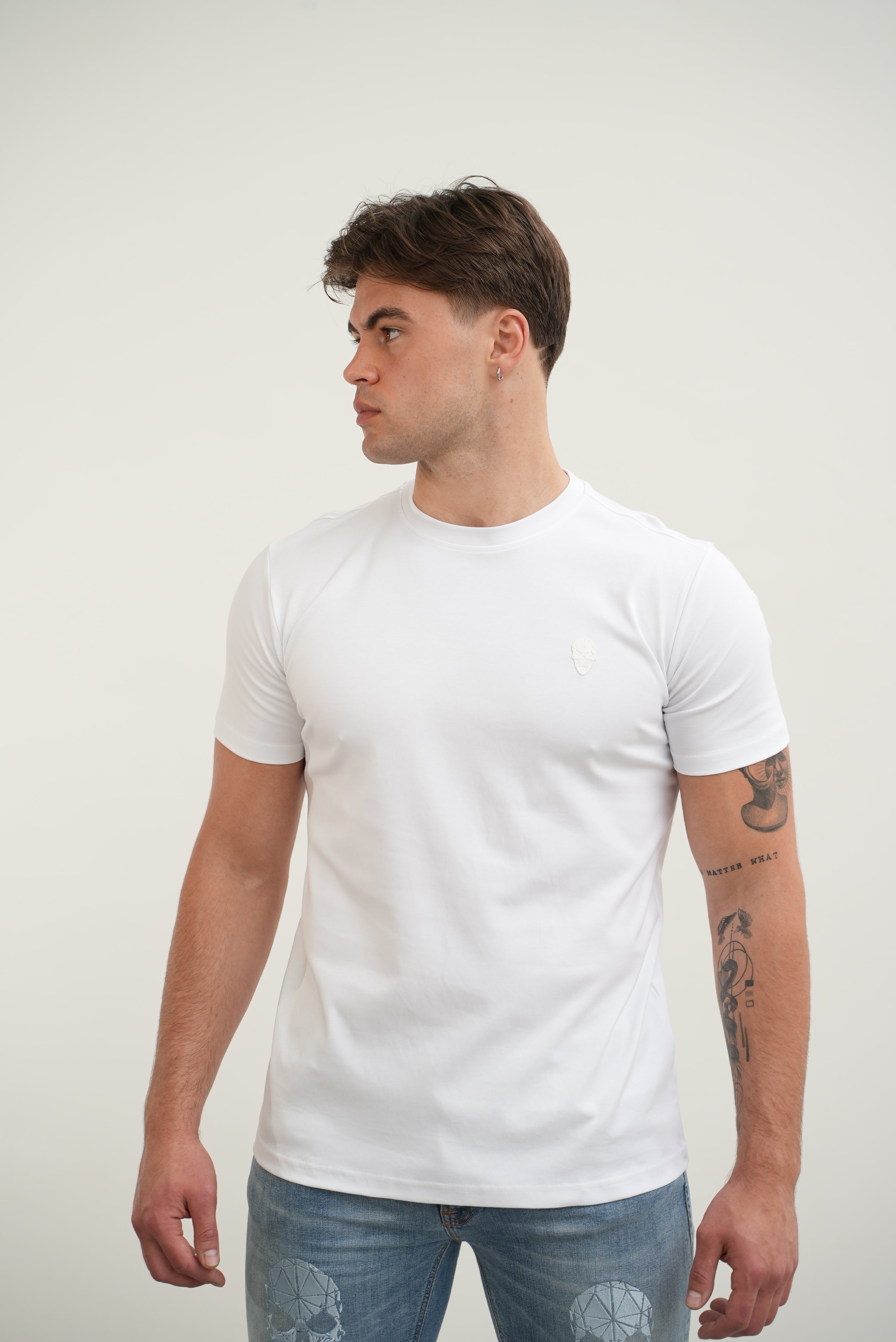 Men's Amico Skull Badge White T-Shirt