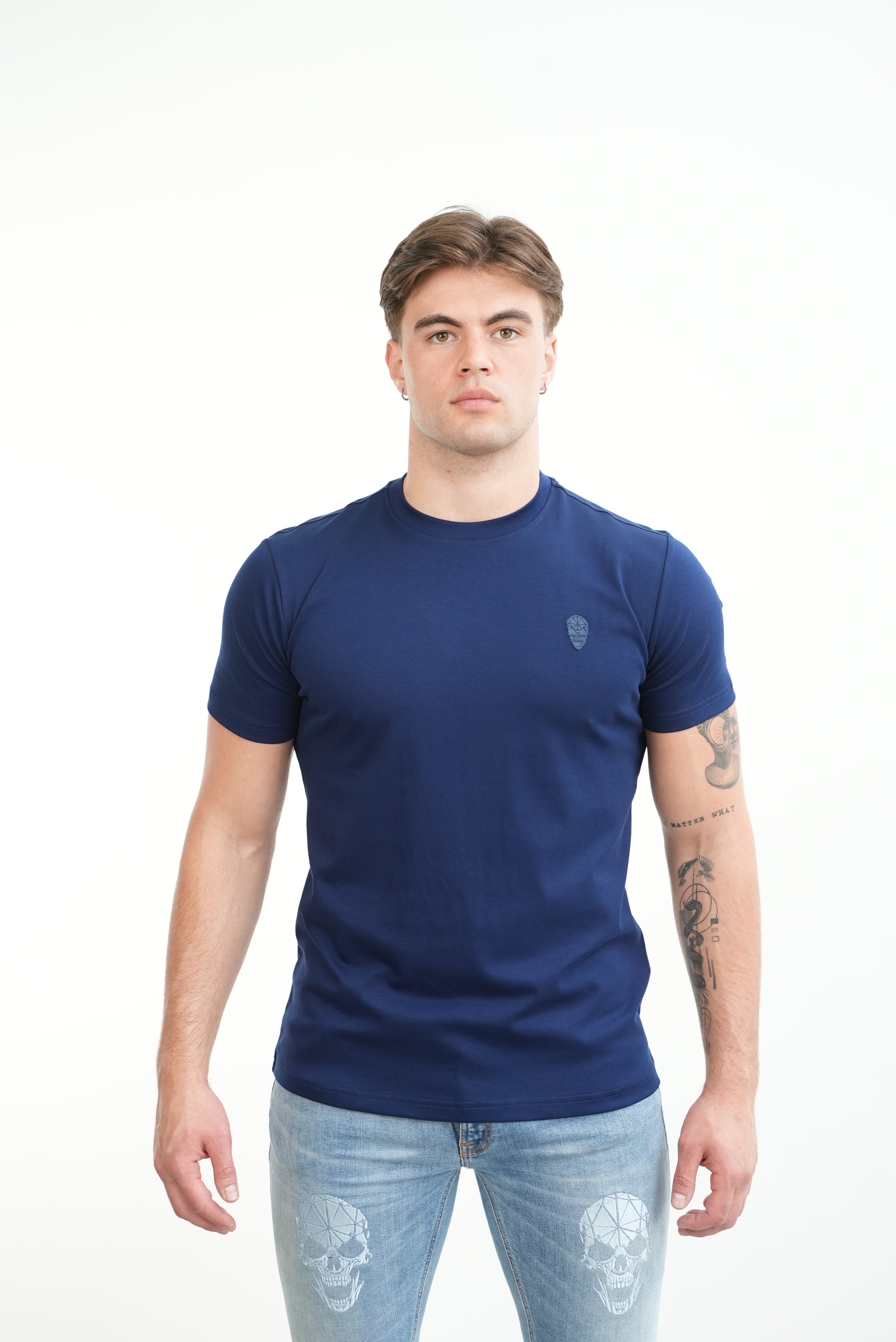 Men's Amico Skull Badge Navy T-Shirt