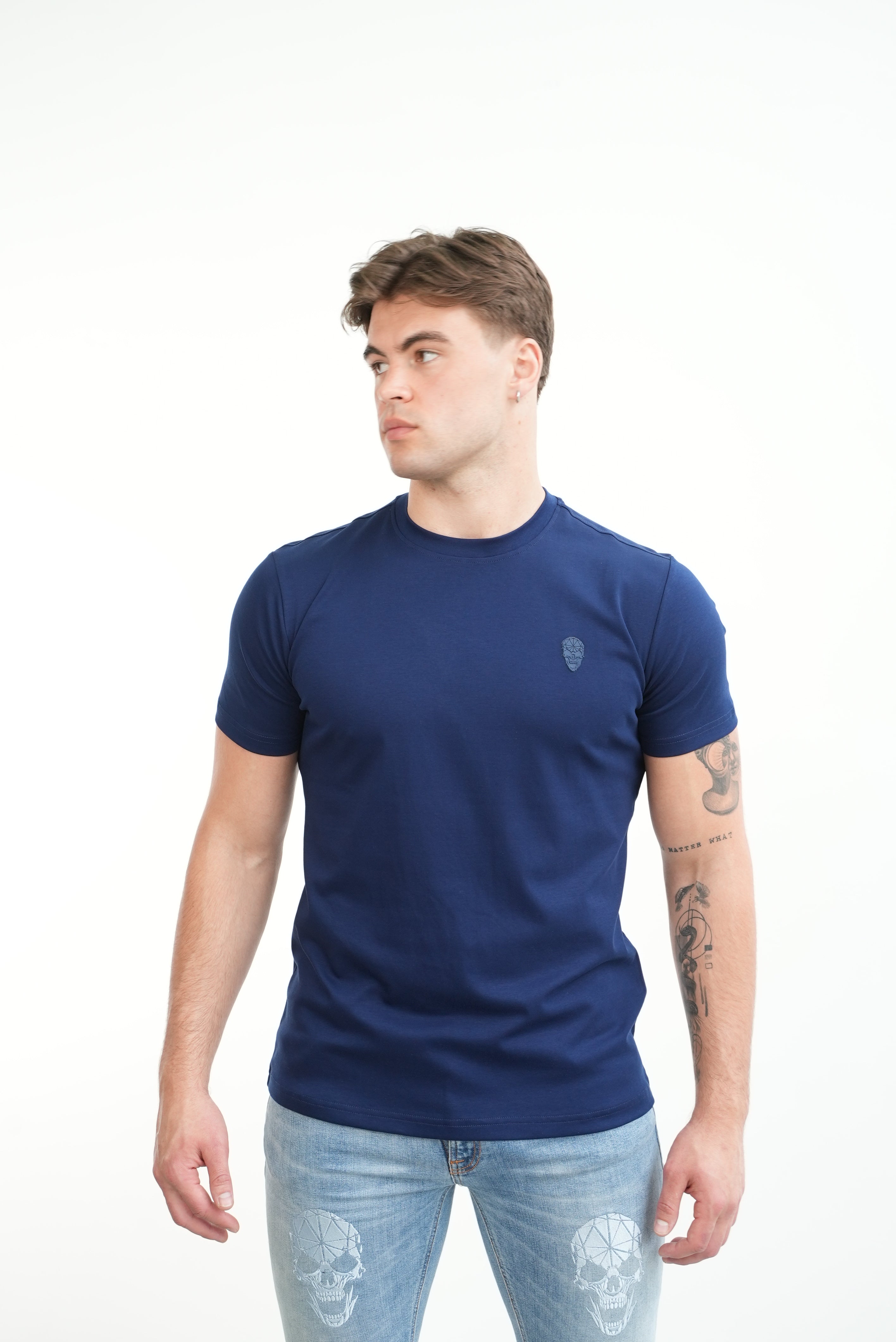 Men's Amico Skull Badge Navy T-Shirt