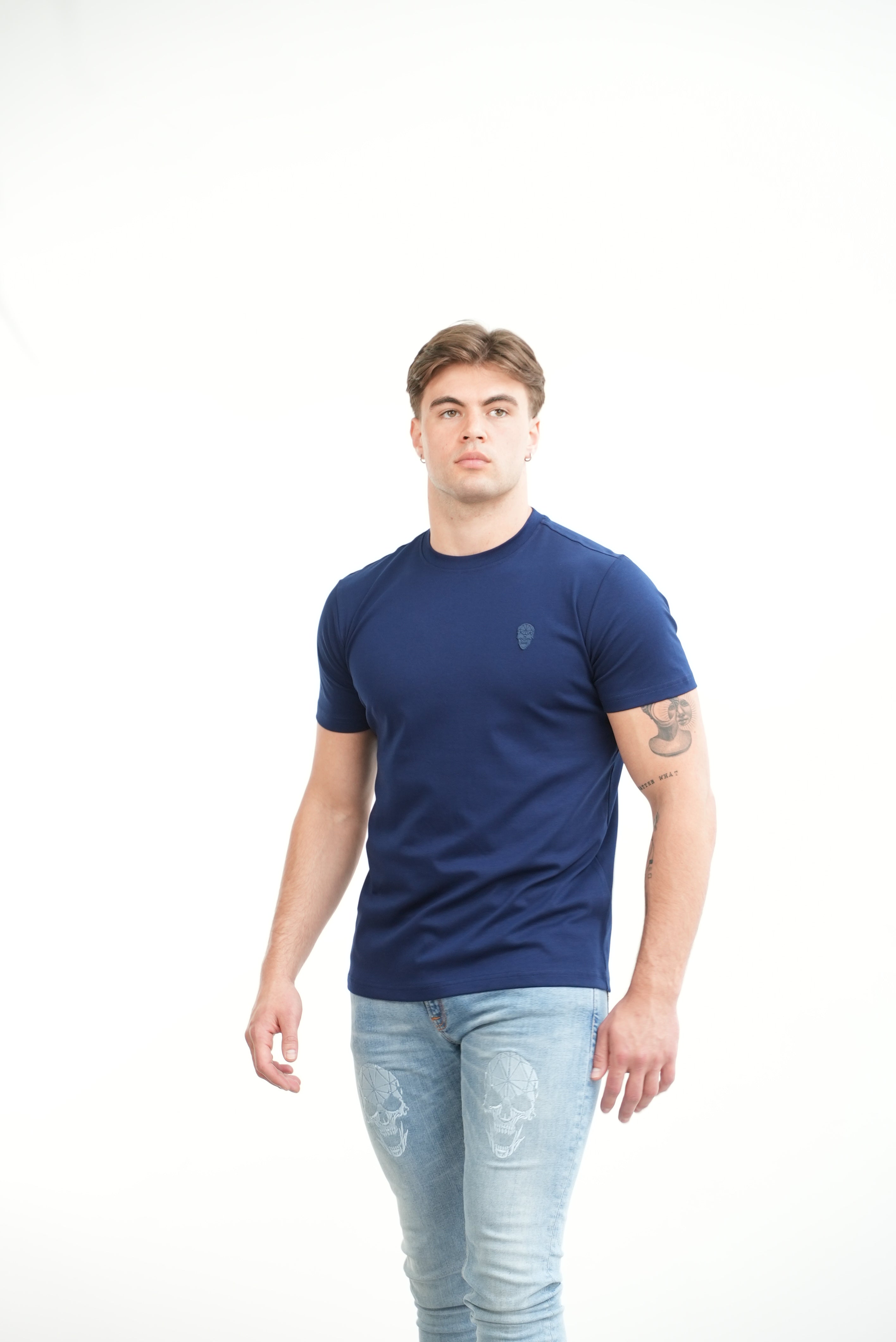 Men's Amico Skull Badge Navy T-Shirt