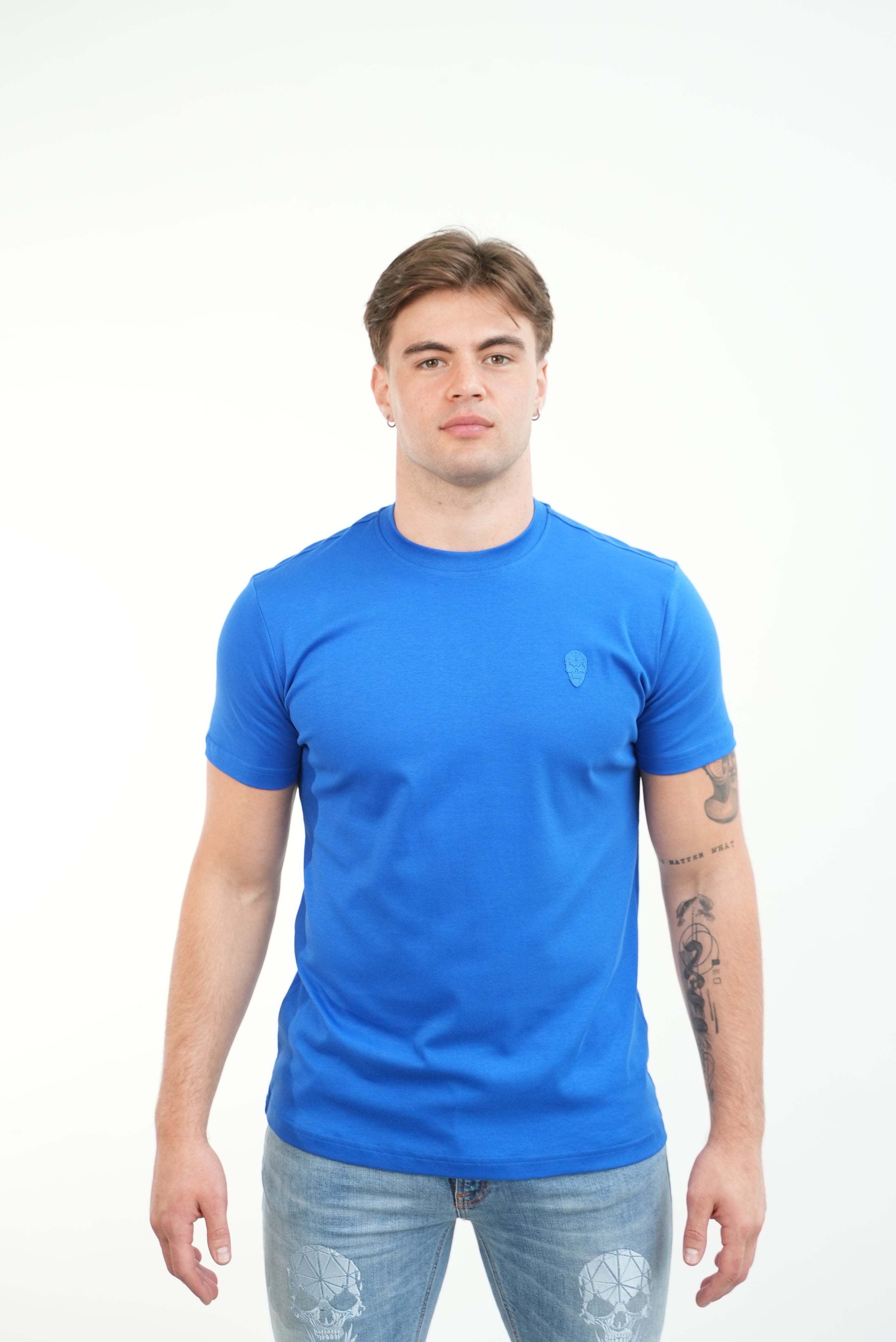 Men's Amico Skull Badge Blue T-Shirt