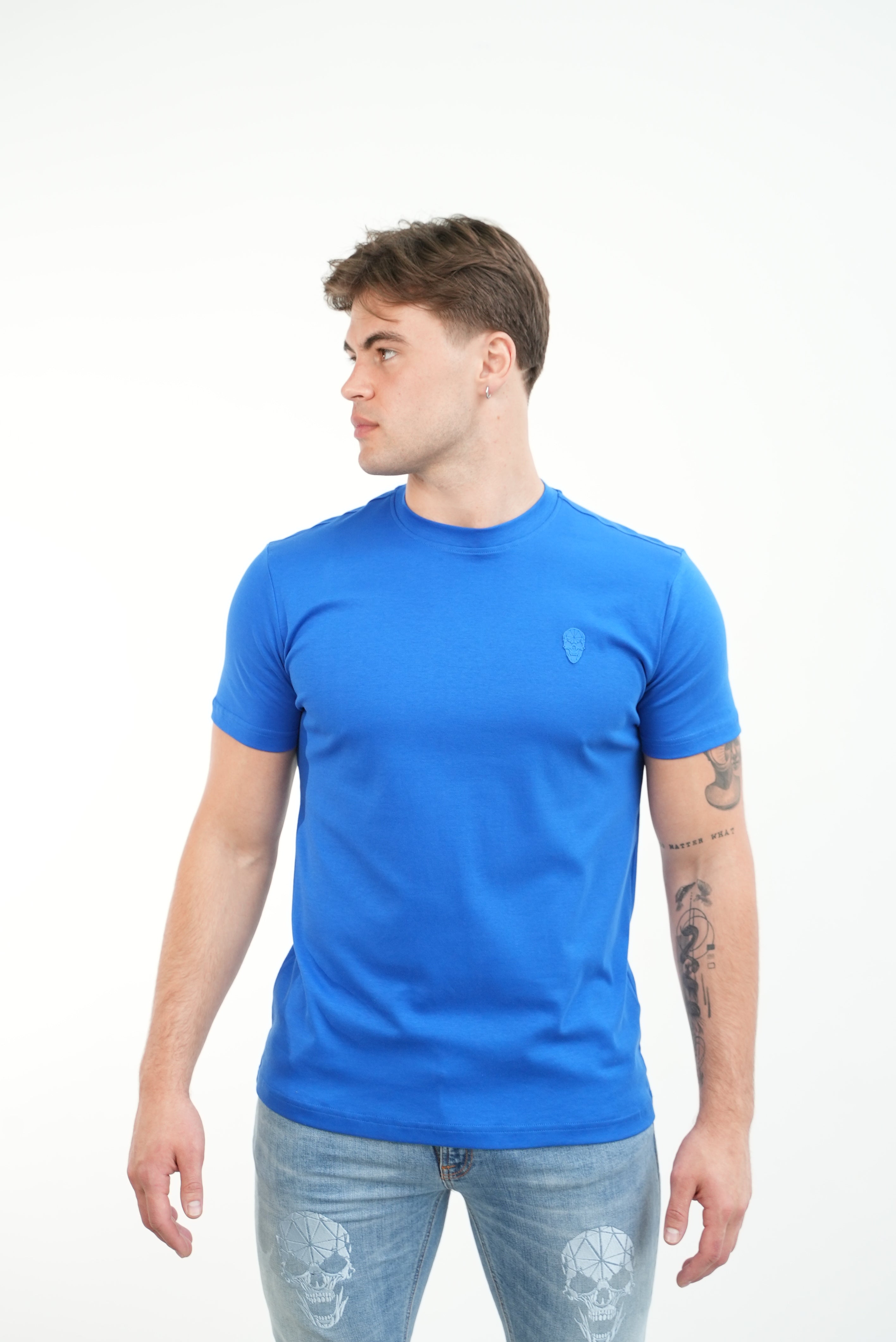 Men's Amico Skull Badge Blue T-Shirt