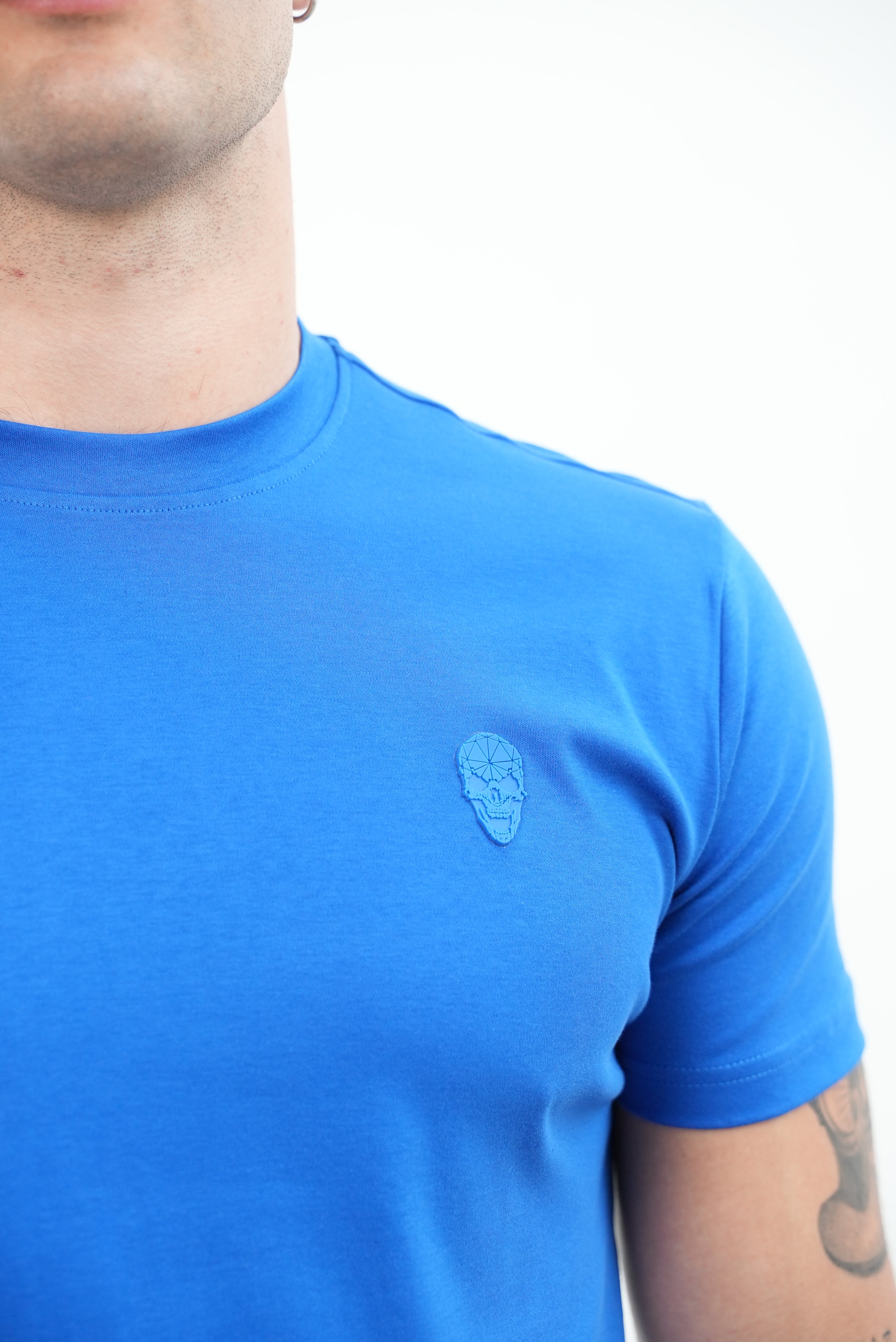 Men's Amico Skull Badge Blue T-Shirt