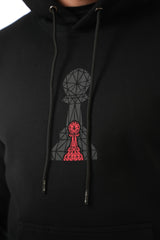Amico Two Pawn Hoodie Red On Black