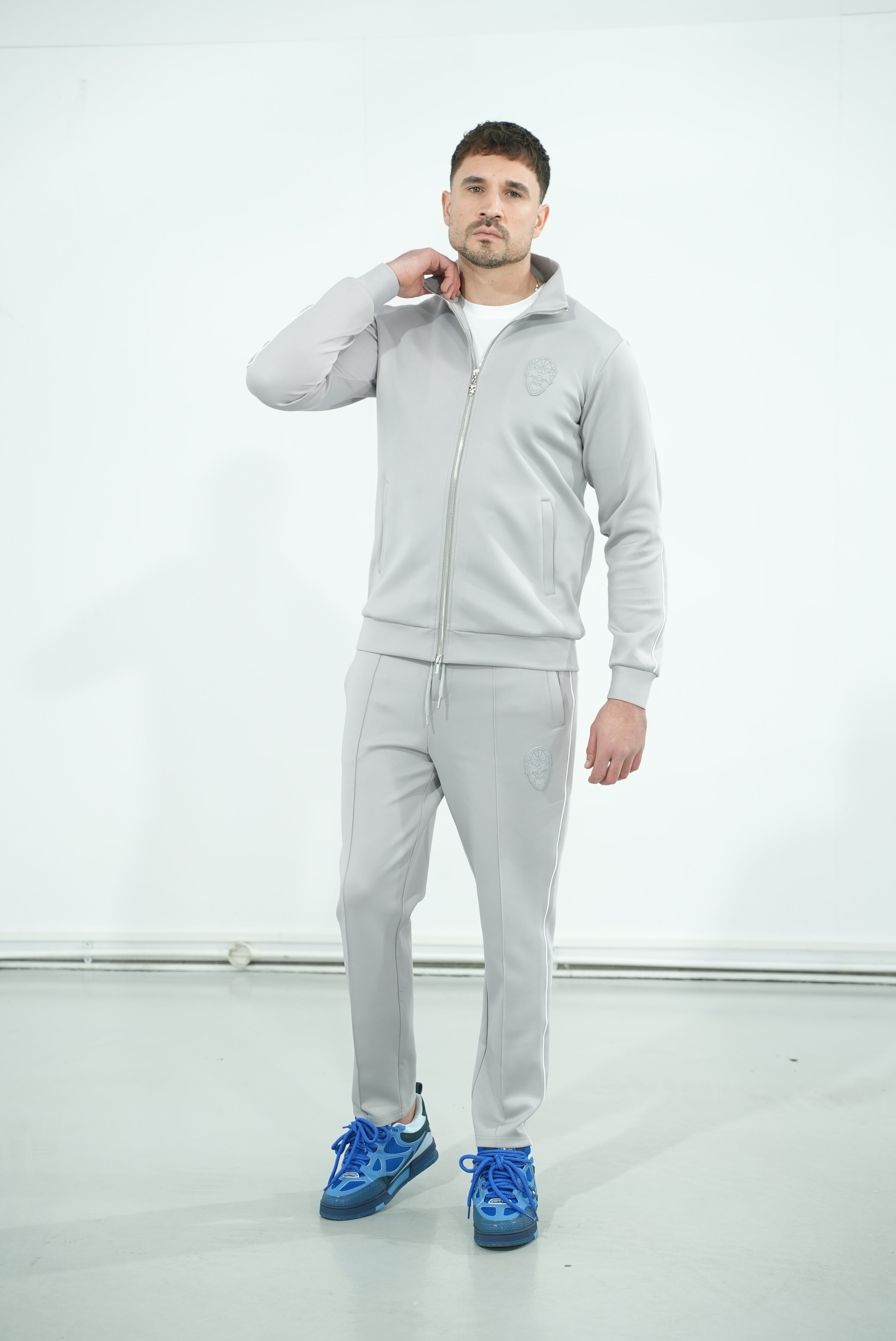 Grey Skull Badge Pants