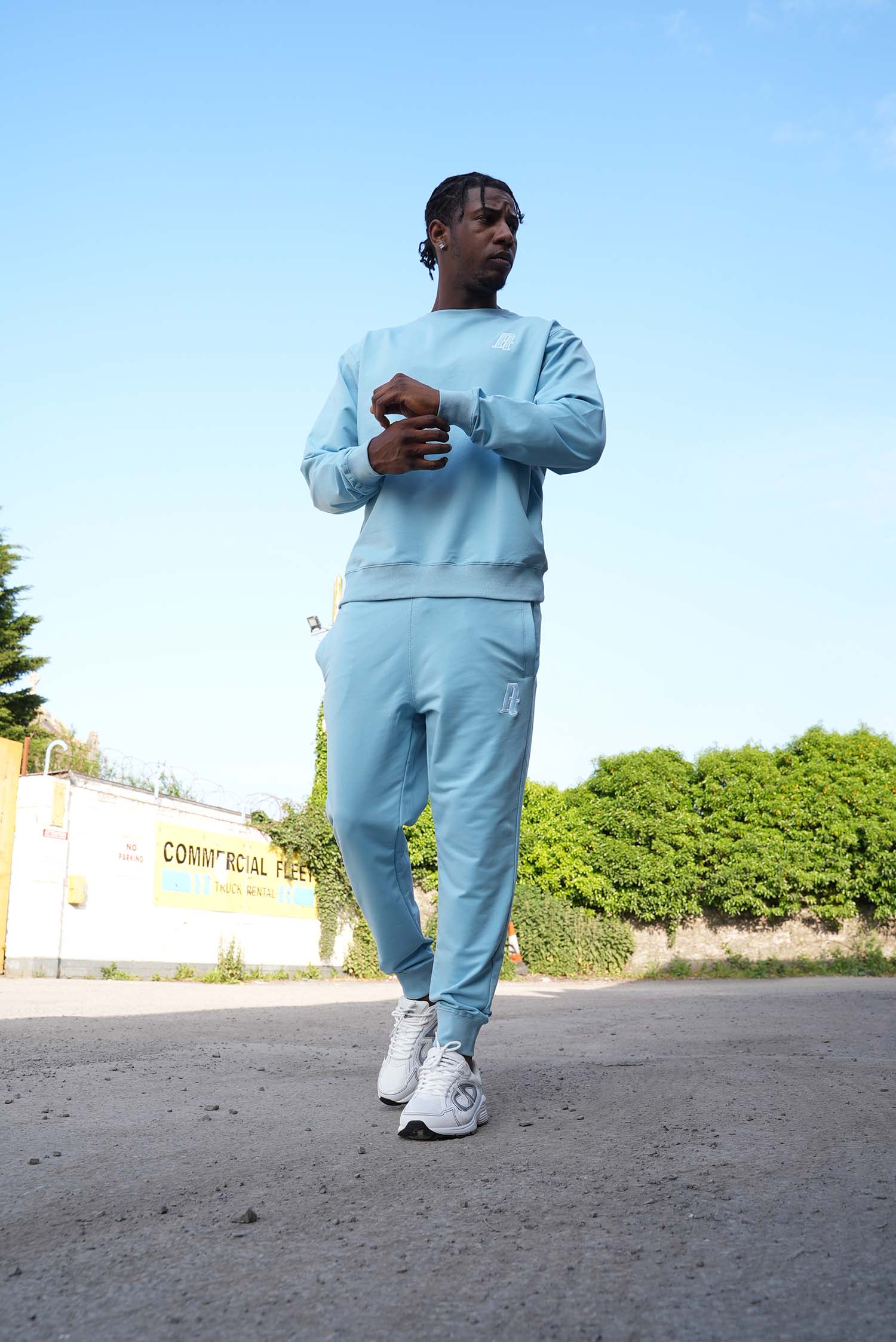 Men's Baby Blue A Lettered Joggers