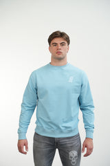 Embroidery A Crew Neck Jumper Baby Blue