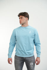 Embroidery A Crew Neck Jumper Baby Blue