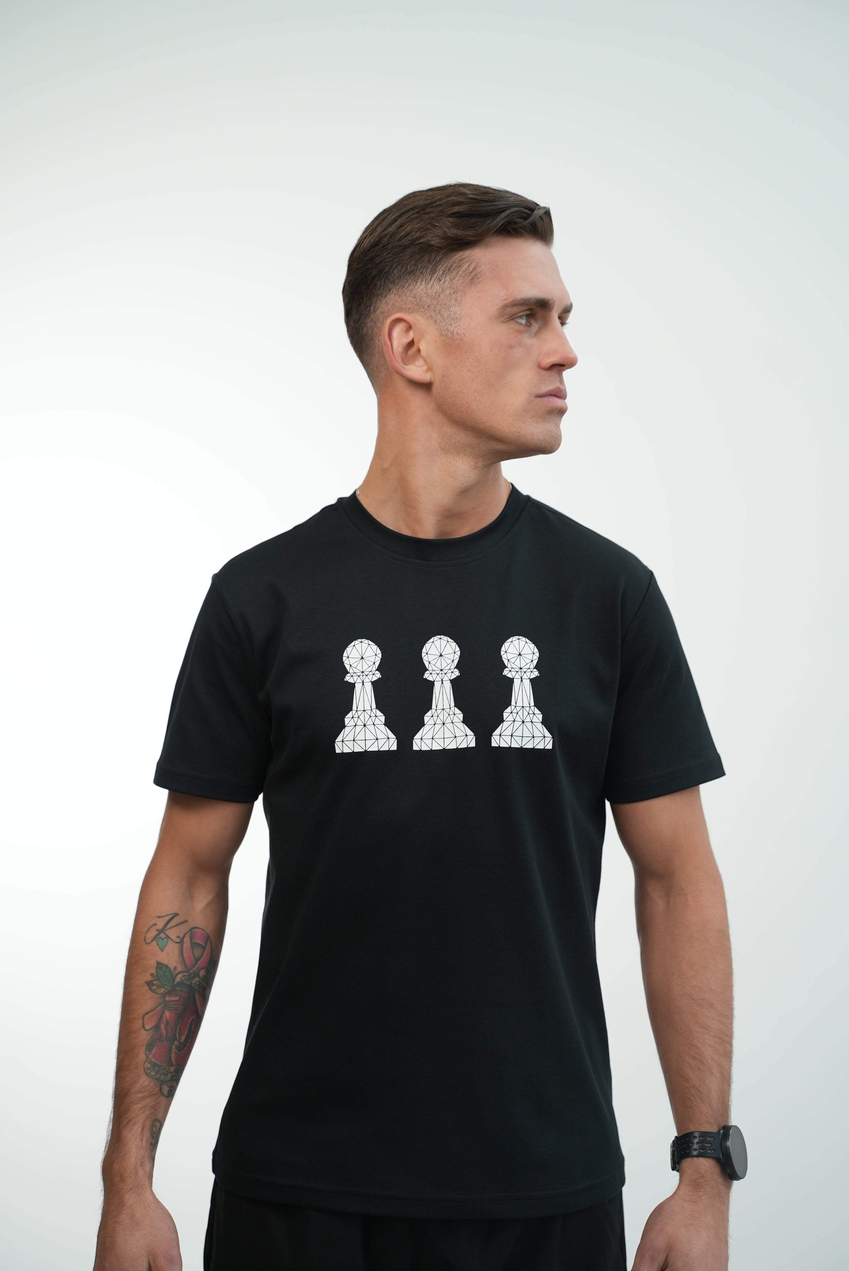 Men's Tri Pawn Black T-Shirt