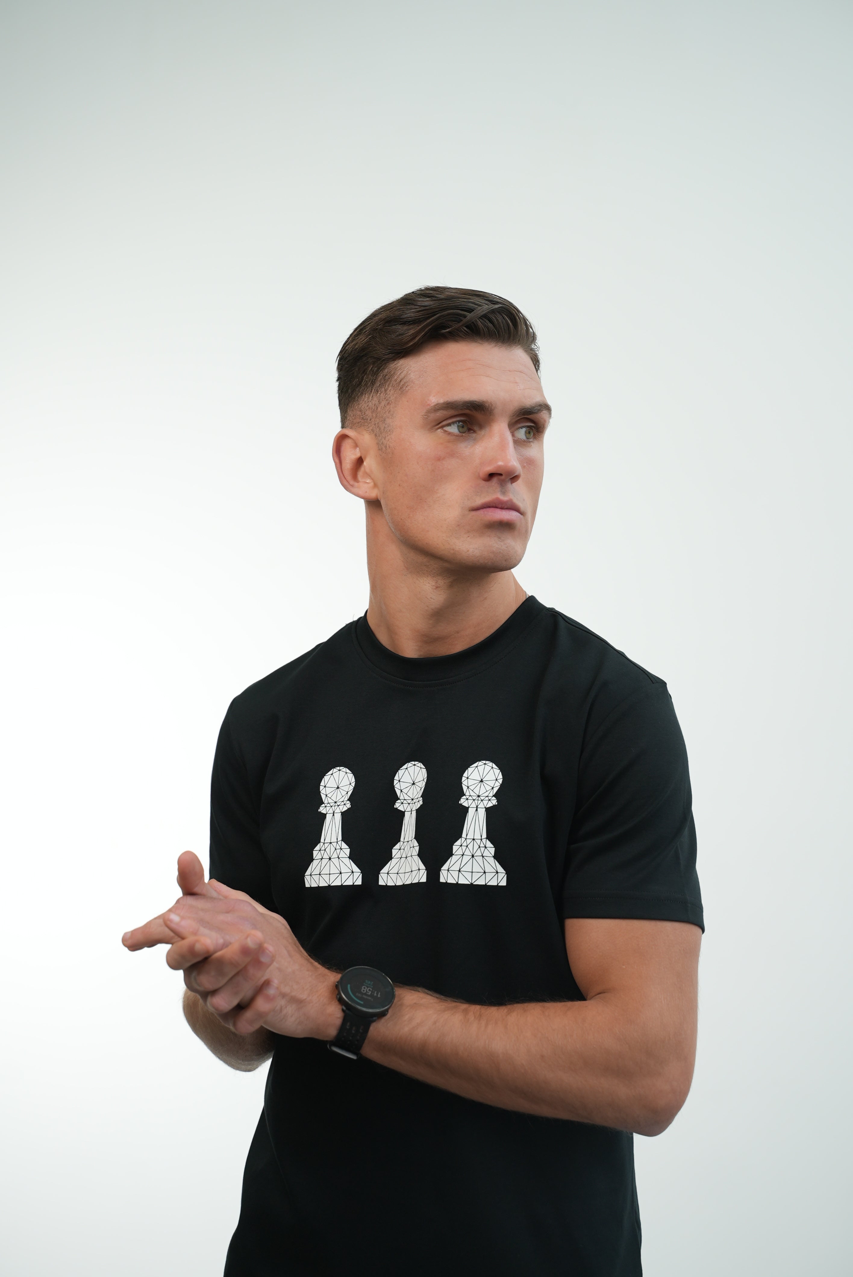 Men's Tri Pawn Black T-Shirt