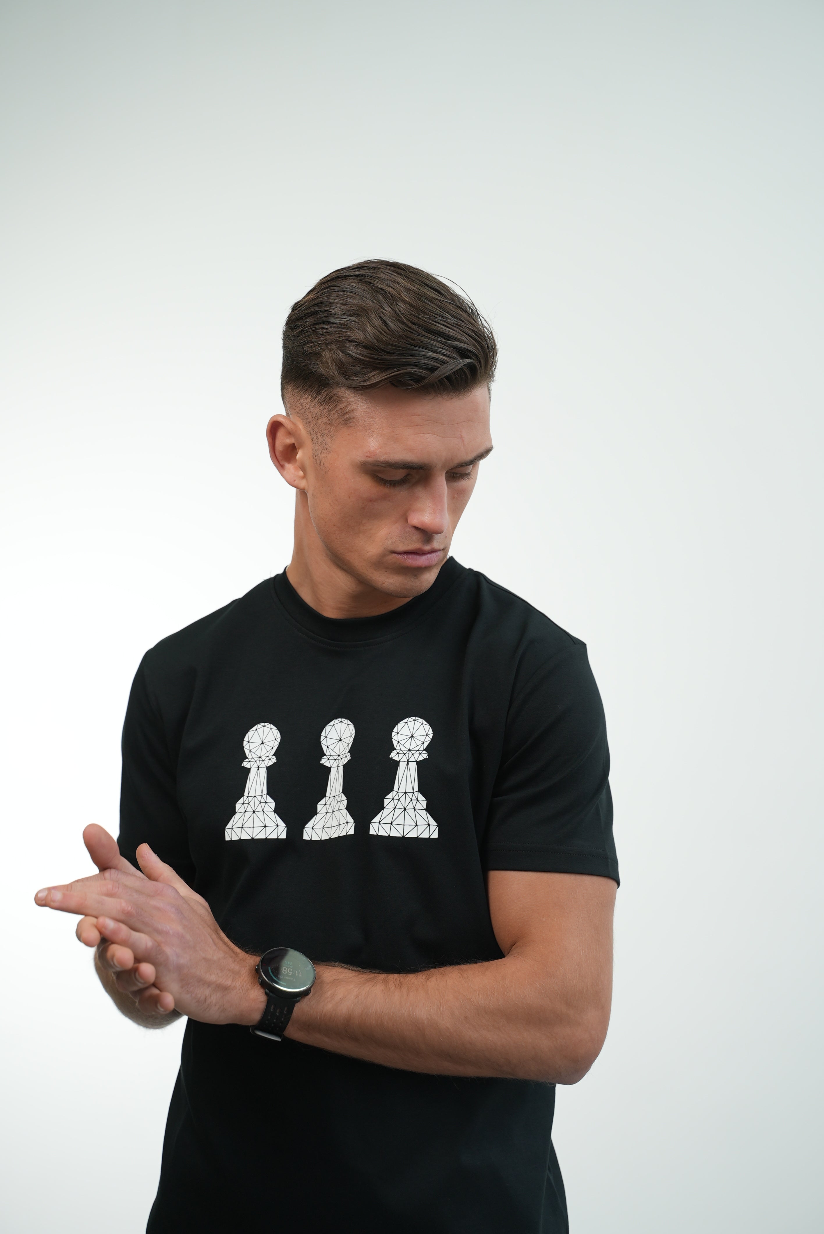 Men's Tri Pawn Black T-Shirt