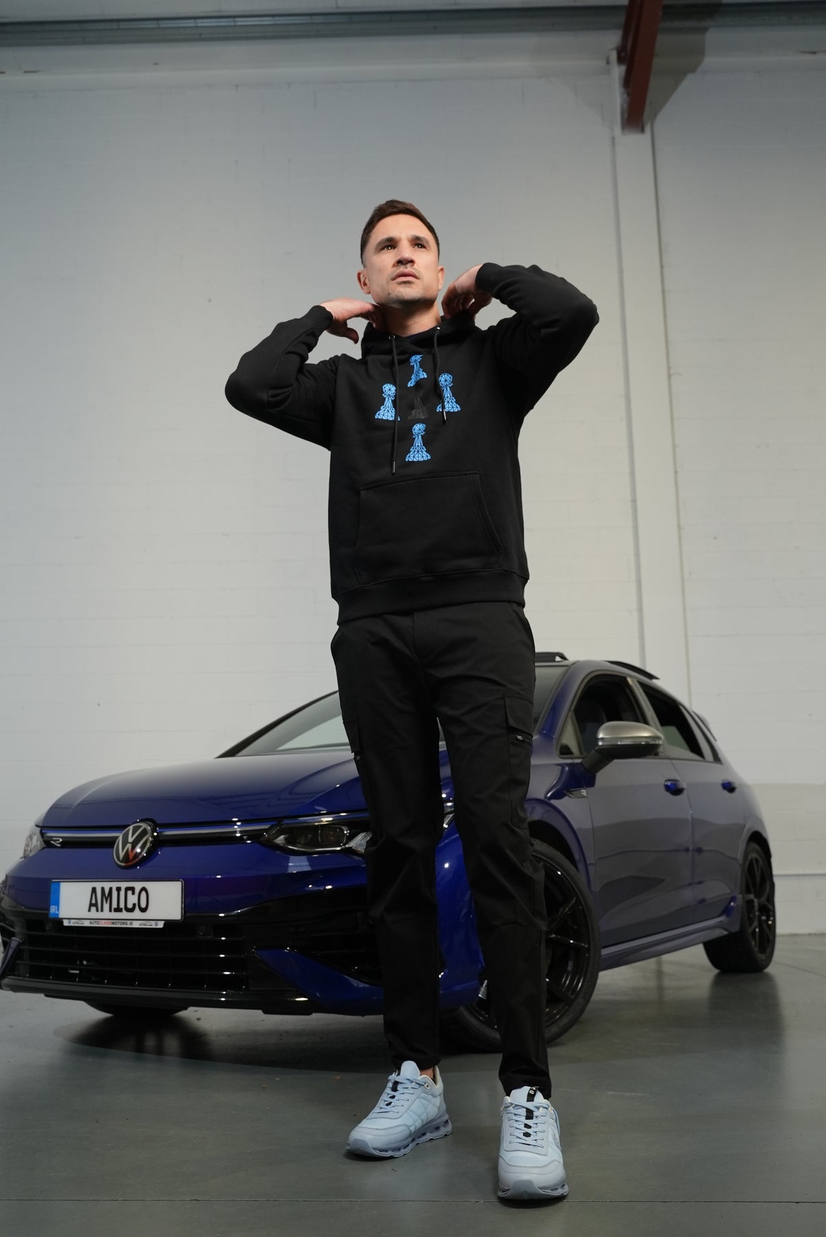 AW25 - Diamond Pawn Hoodie Black with Blue Pawn