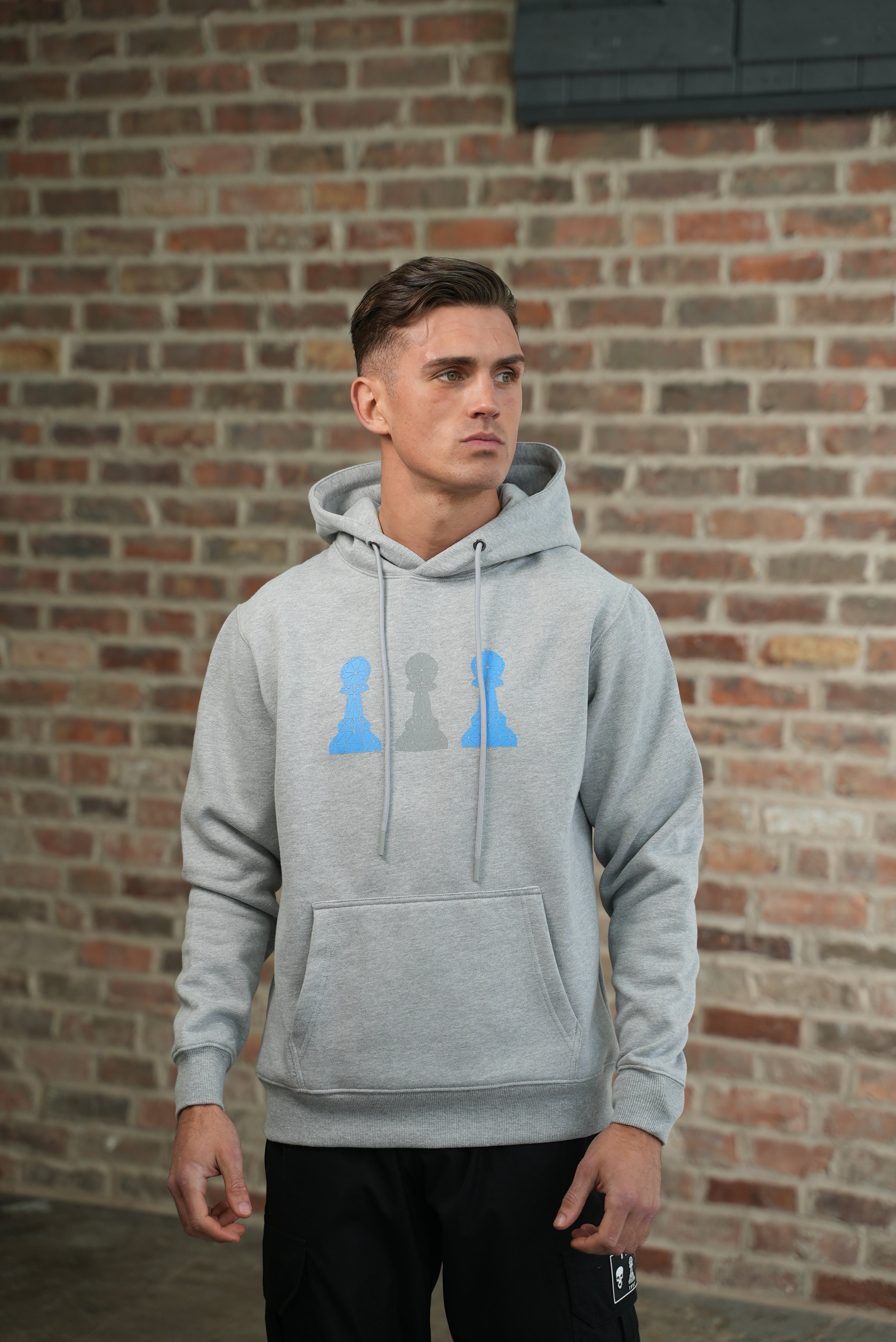 Amico Grey & Blue Tri-Pawn Hoodie