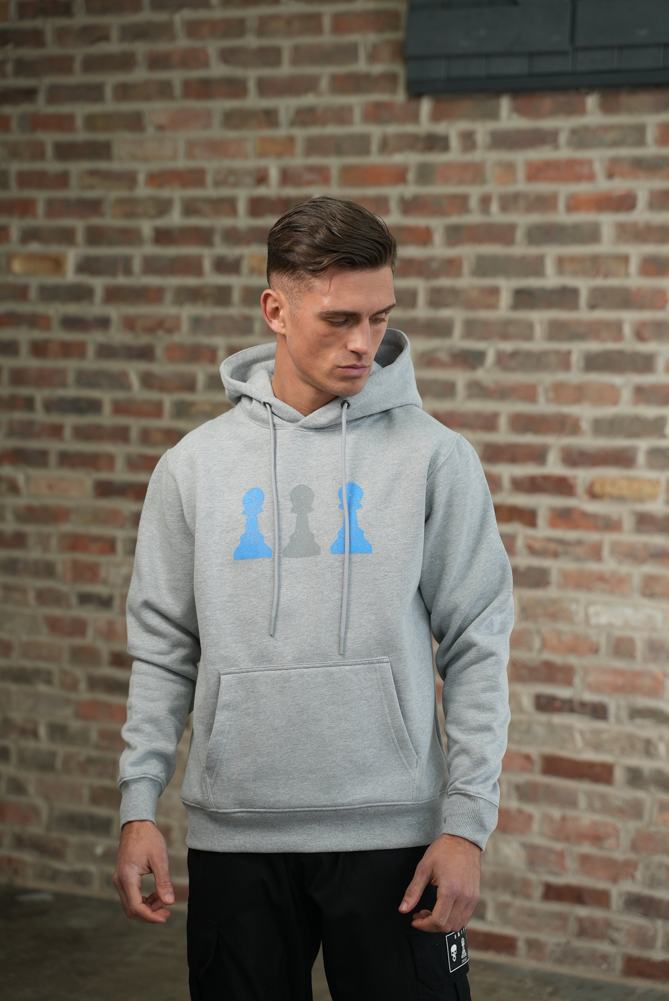 Amico Grey & Blue Tri-Pawn Hoodie