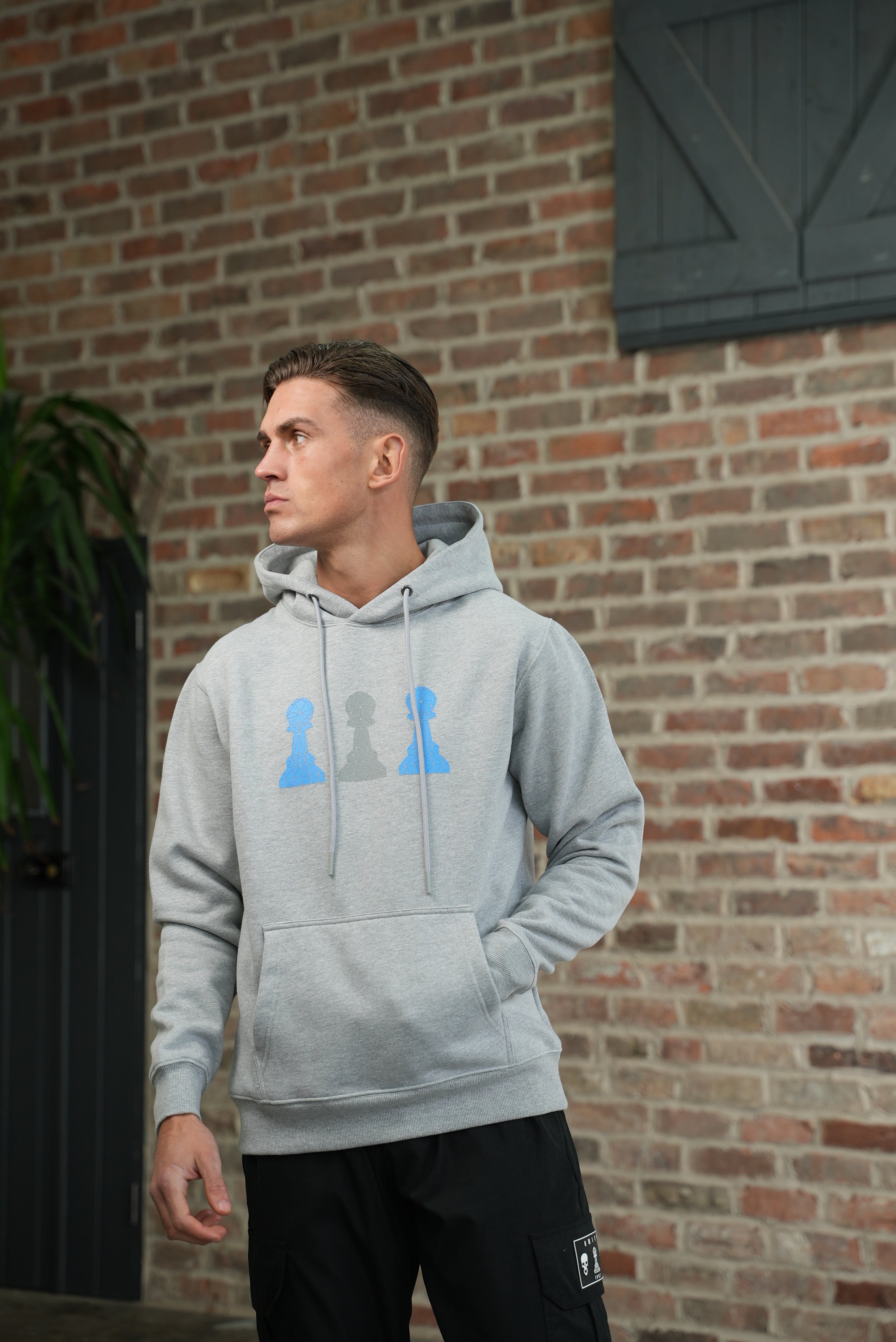 Amico Grey & Blue Tri-Pawn Hoodie