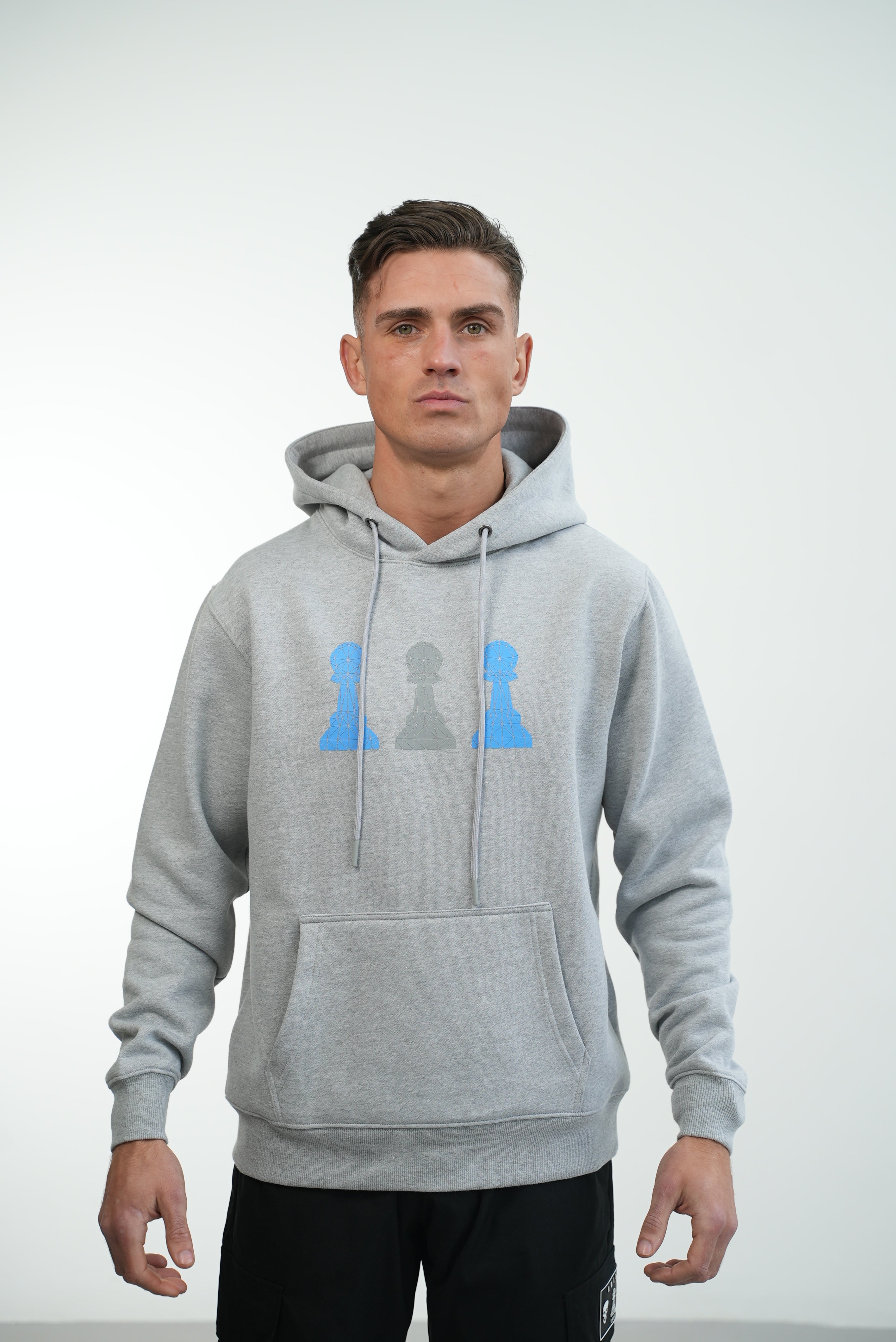 Amico Grey & Blue Tri-Pawn Hoodie