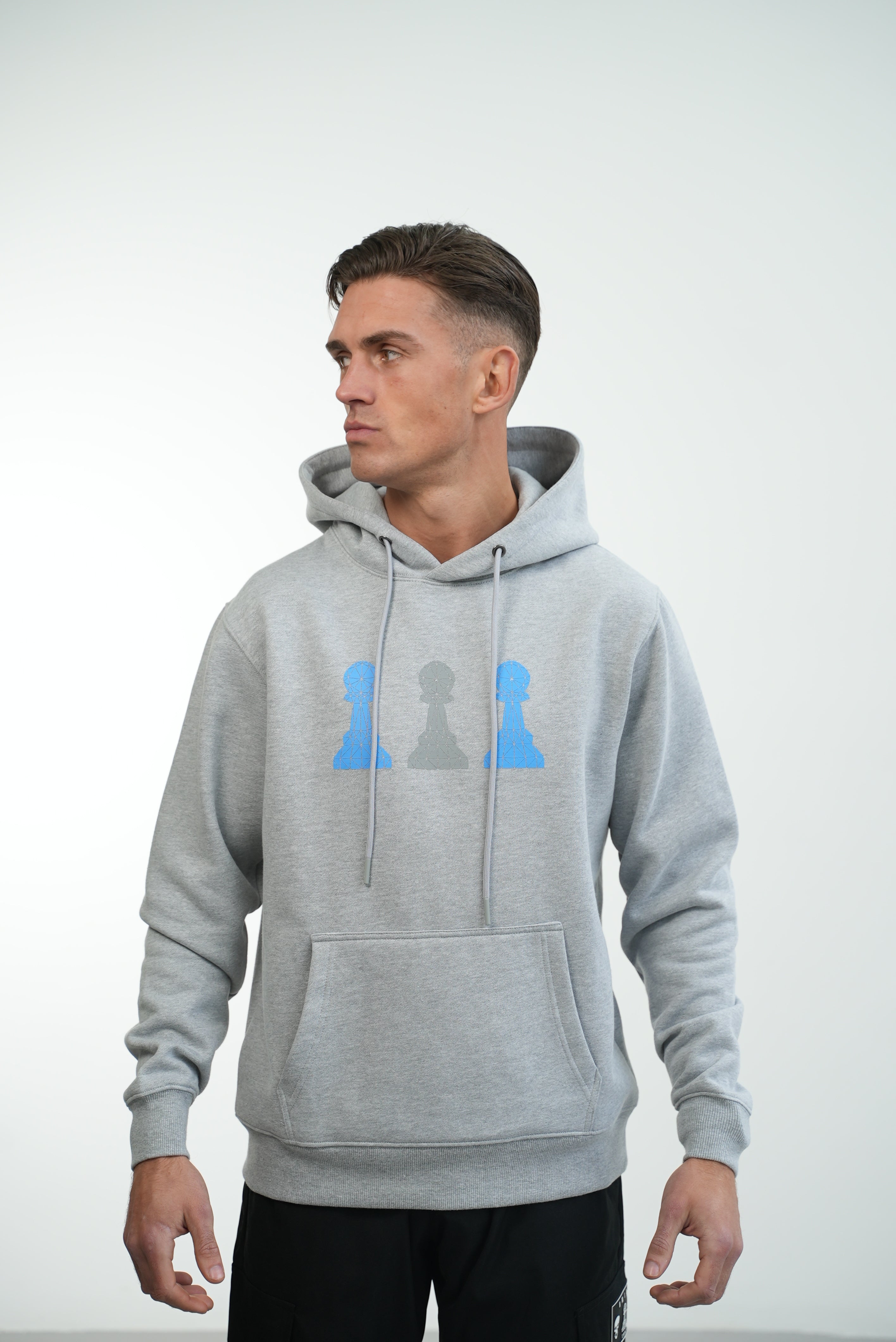 Amico Grey & Blue Tri-Pawn Hoodie