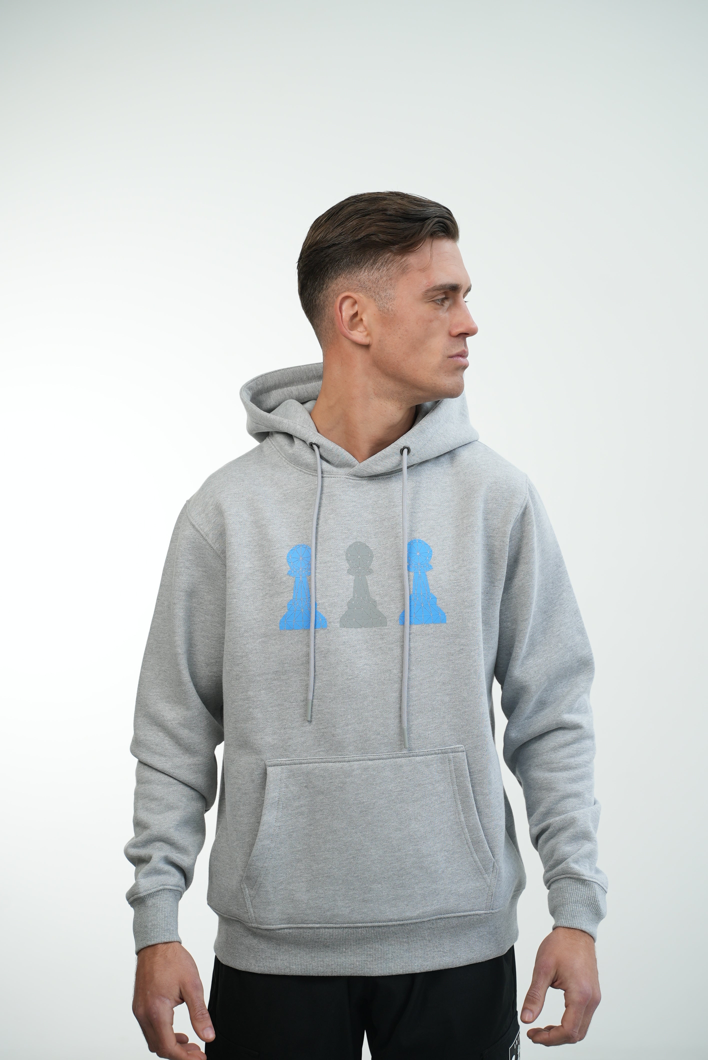 Amico Grey & Blue Tri-Pawn Hoodie