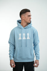 Men's Amico Baby Blue White Tri Pawn Hoodie