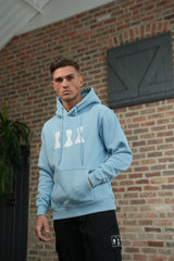 Men's Amico Baby Blue White Tri Pawn Hoodie