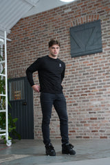 Men's Embroidery A Crew Neck Jumper Black