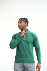 Men's Skull Badge Half Zip Green