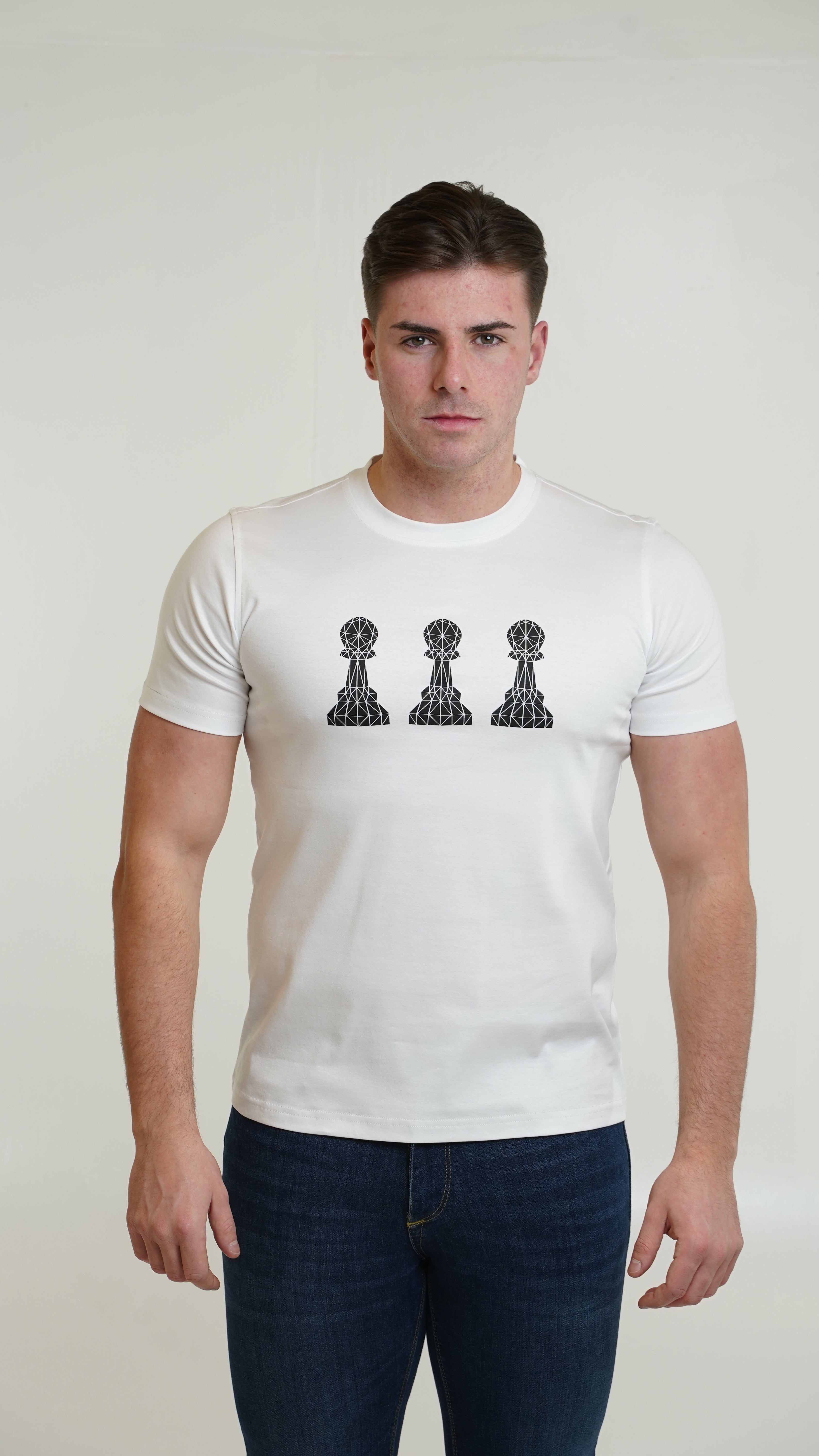 Men's Tri Pawn White T-Shirt