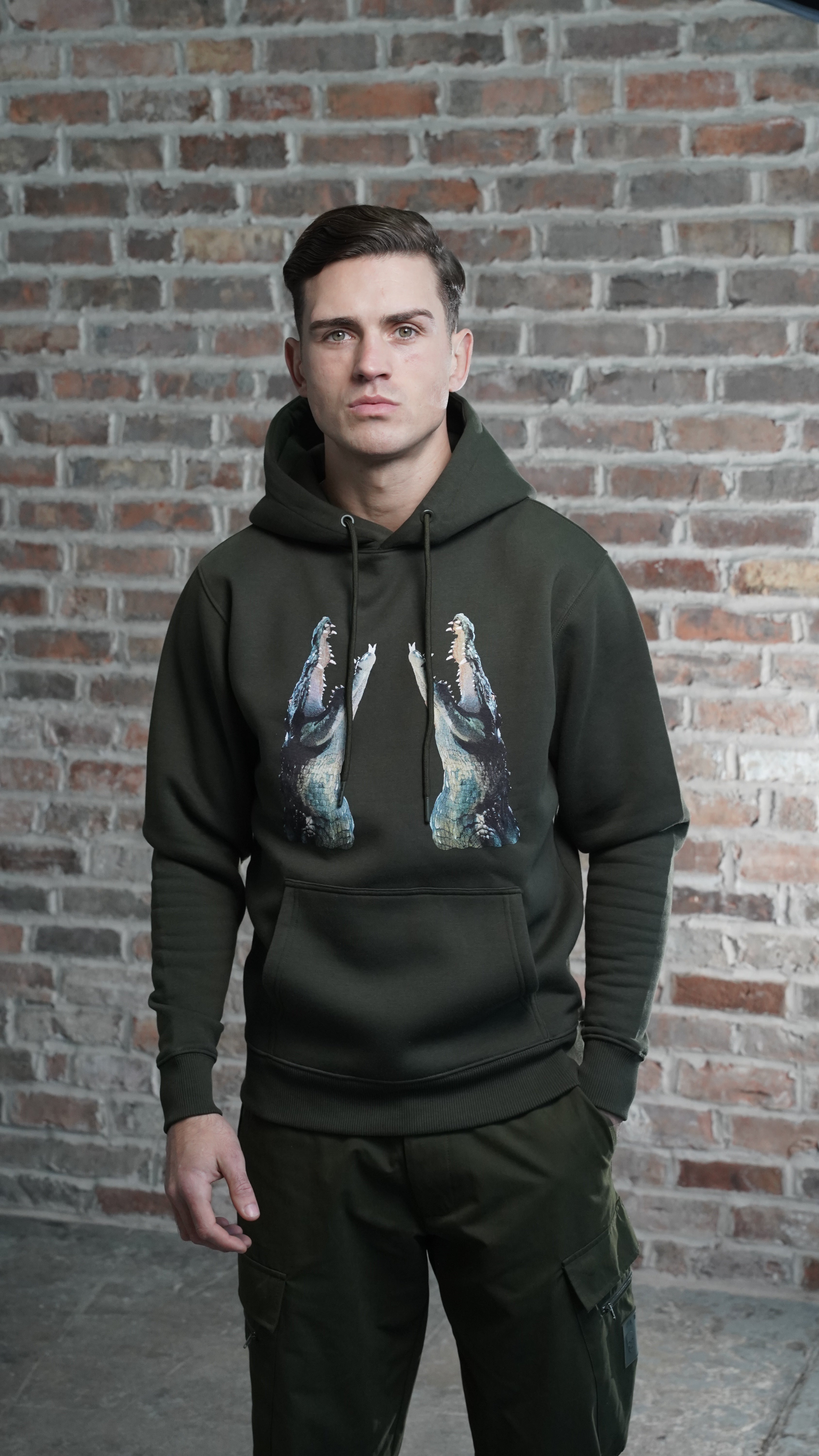 Men's Amico Crocodile Green Hoodie