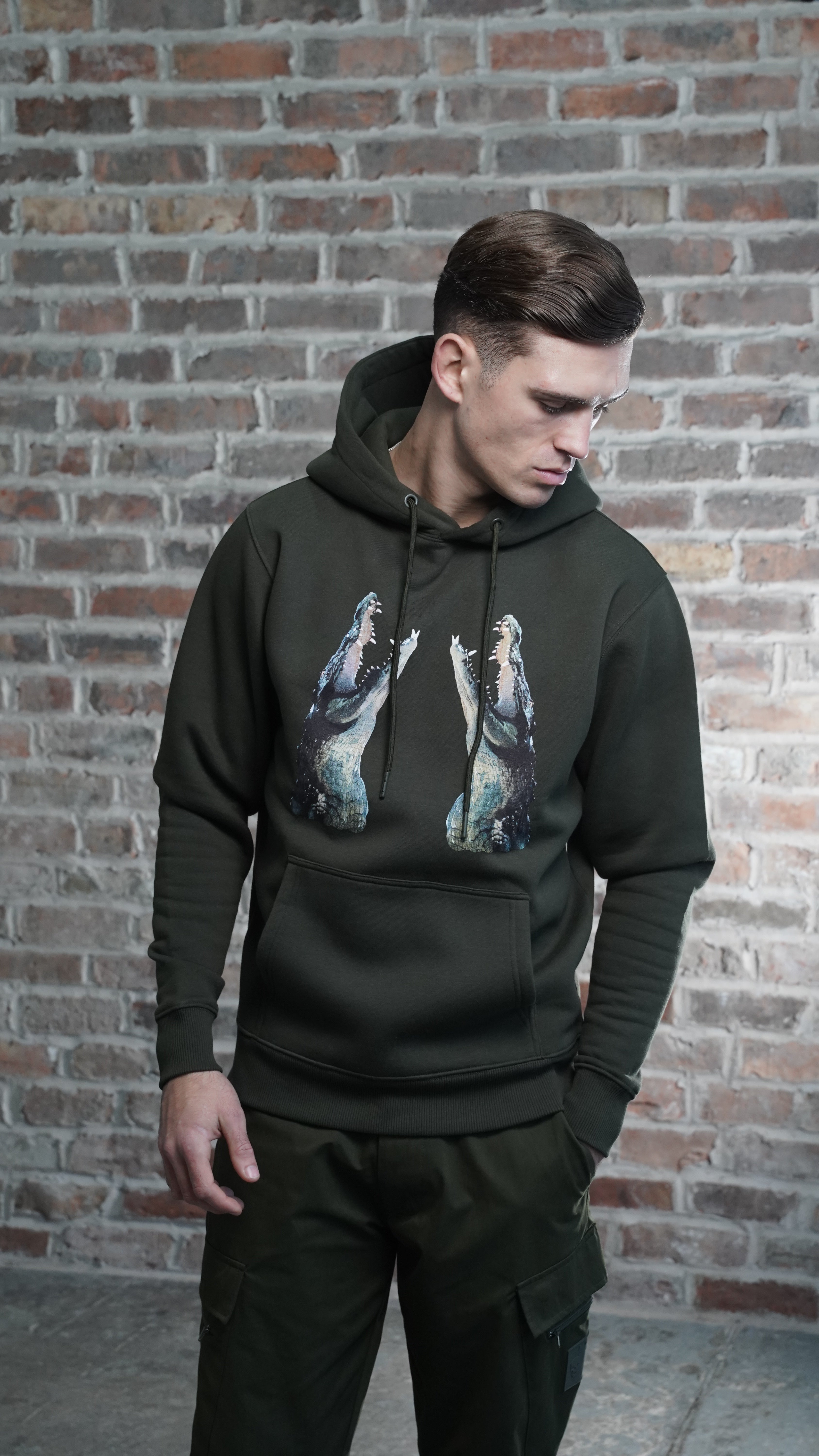 Men's Amico Crocodile Green Hoodie