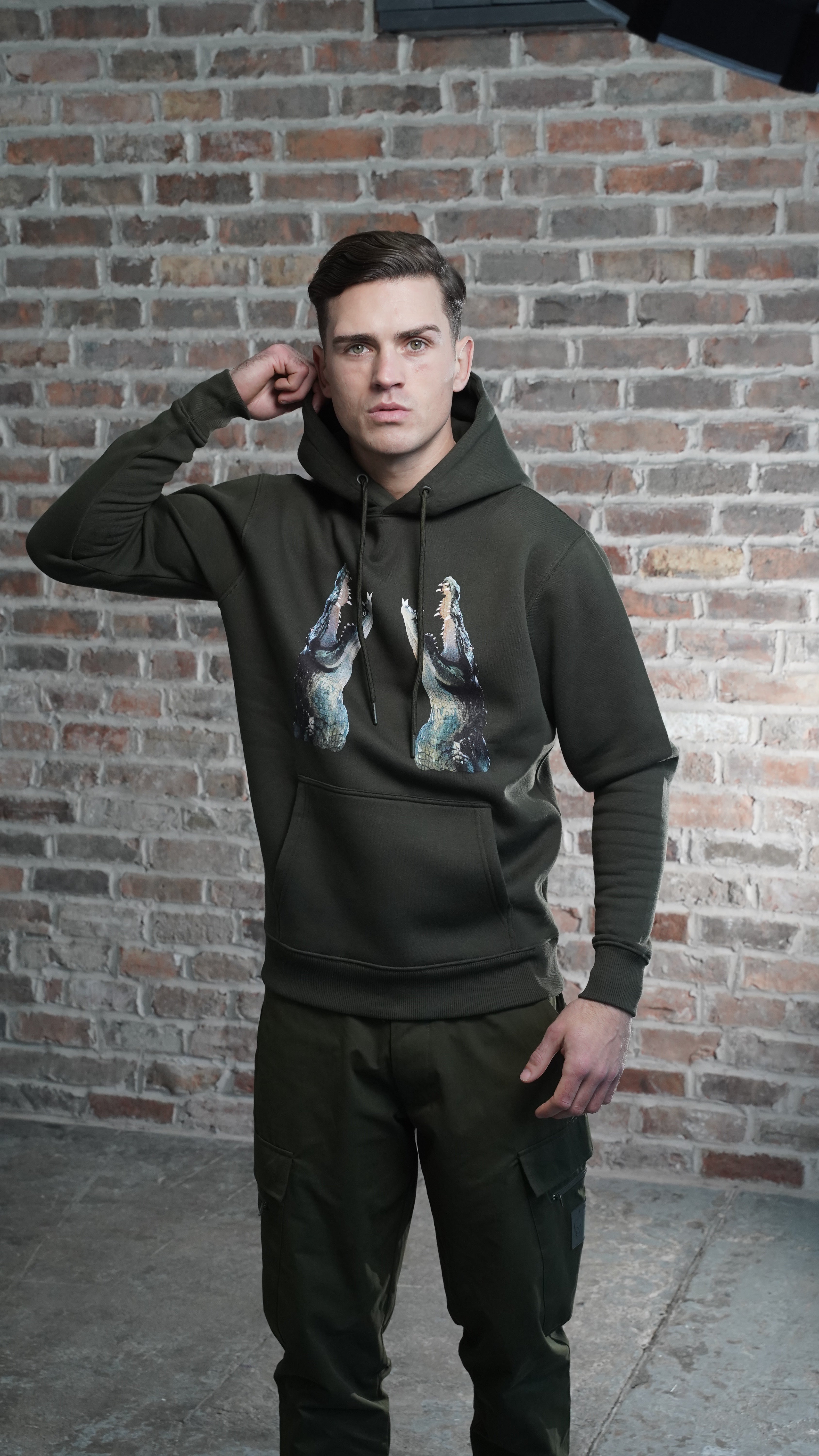 Men's Amico Crocodile Green Hoodie