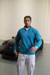 Men's Skull Badge Half Zip Red