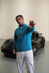 Men's Skull Badge Half Zip Red