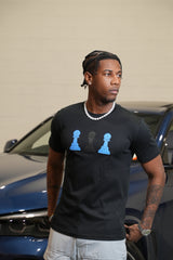 Men's Amico Black Tee Blue Black Blue Tri Pawn T-Shirt