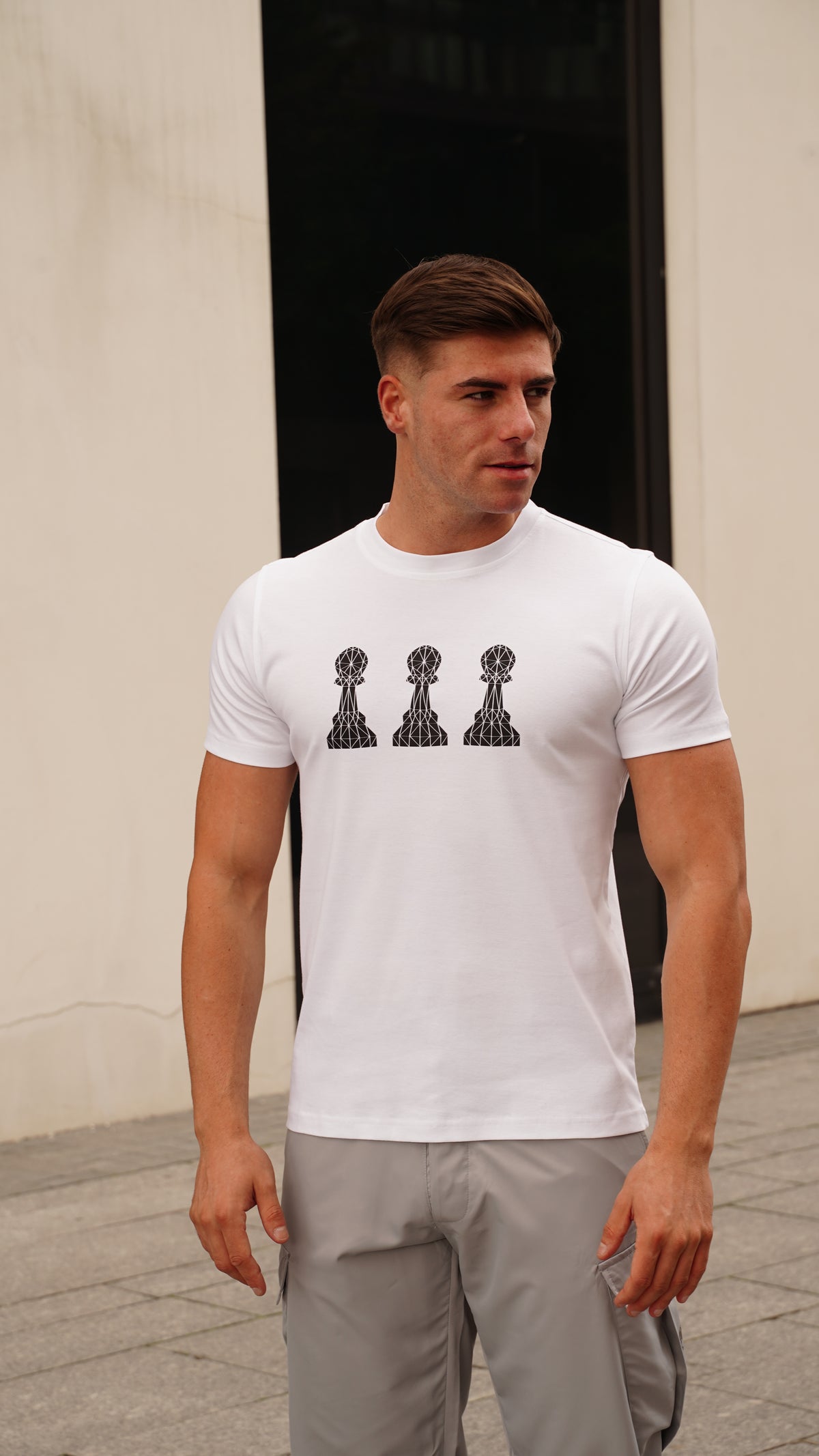 Men's Tri Pawn White T-Shirt