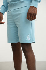 Men's Embroidery A Shorts Baby Blue