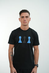 Men's Amico Black Tee Blue Black Blue Tri Pawn T-Shirt