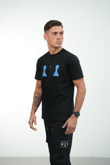 Men's Amico Black Tee Blue Black Blue Tri Pawn T-Shirt