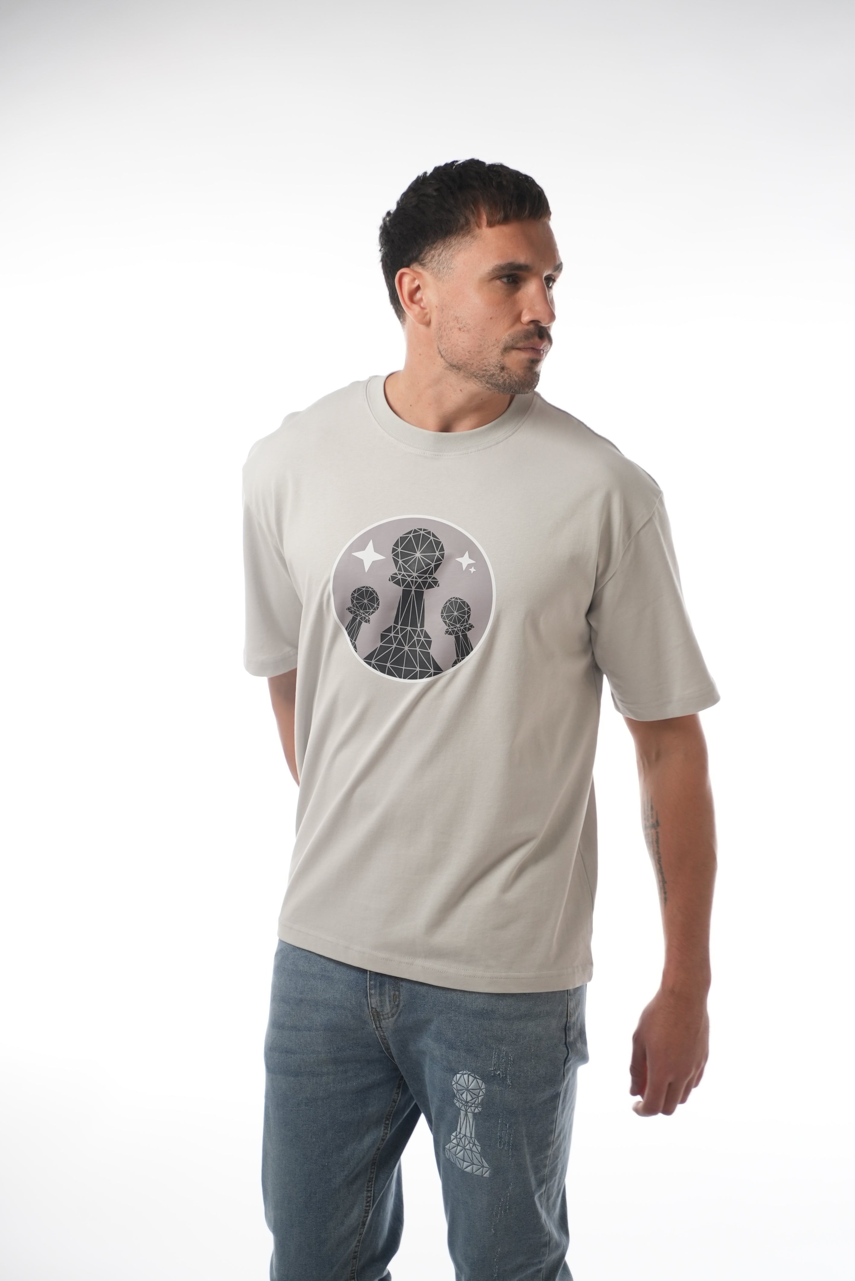 Oversized Stone Washed TRI Pawn Crest TEE