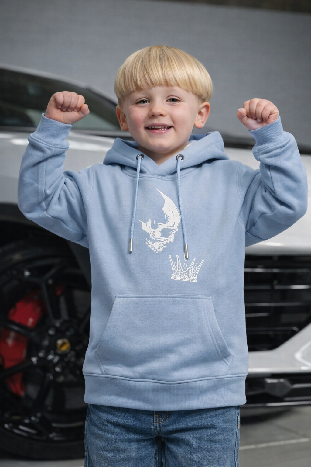 Amico Jr Skull & Crown Light Blue Hoodie