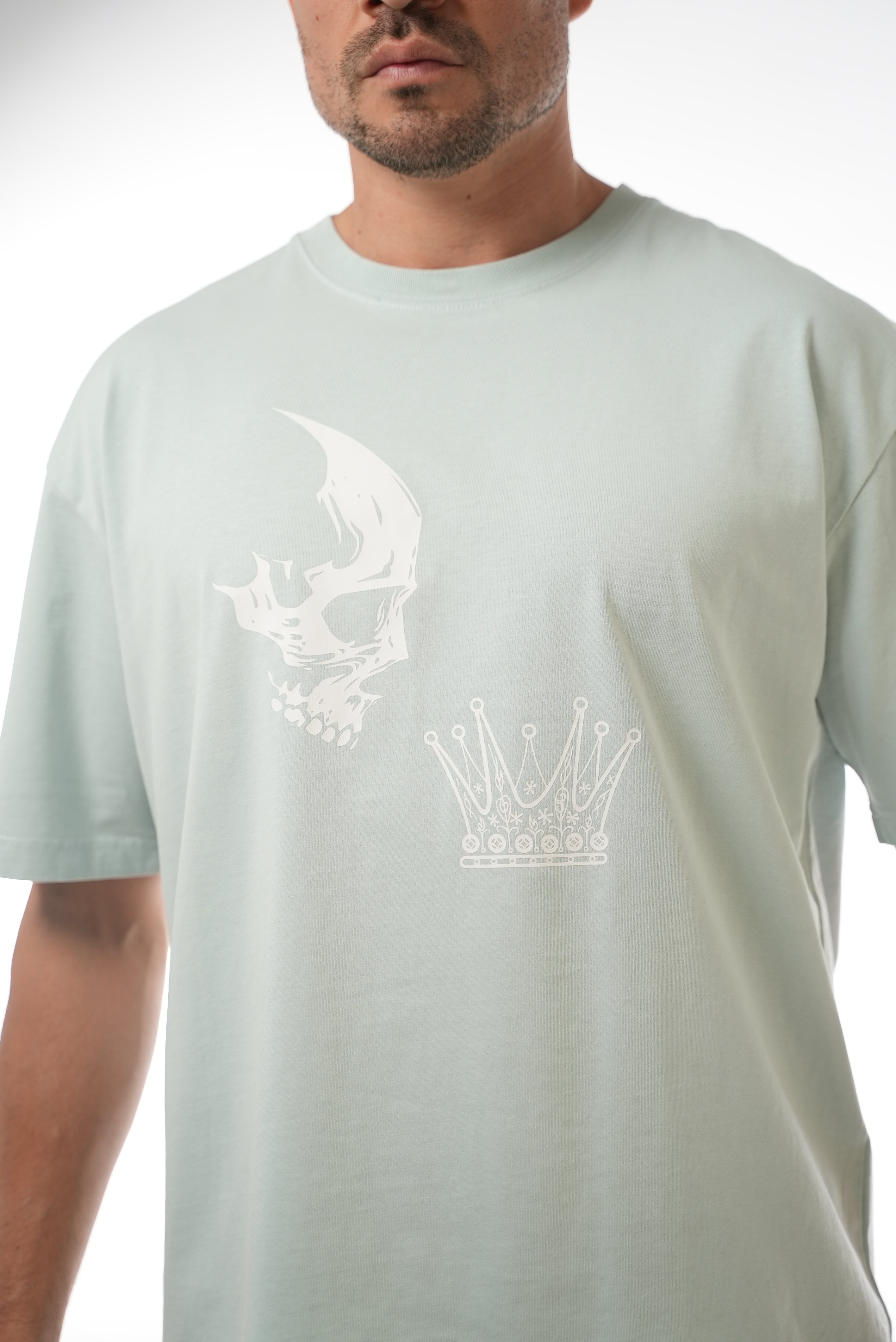 Oversized Sky Blue Skull Crown Tee