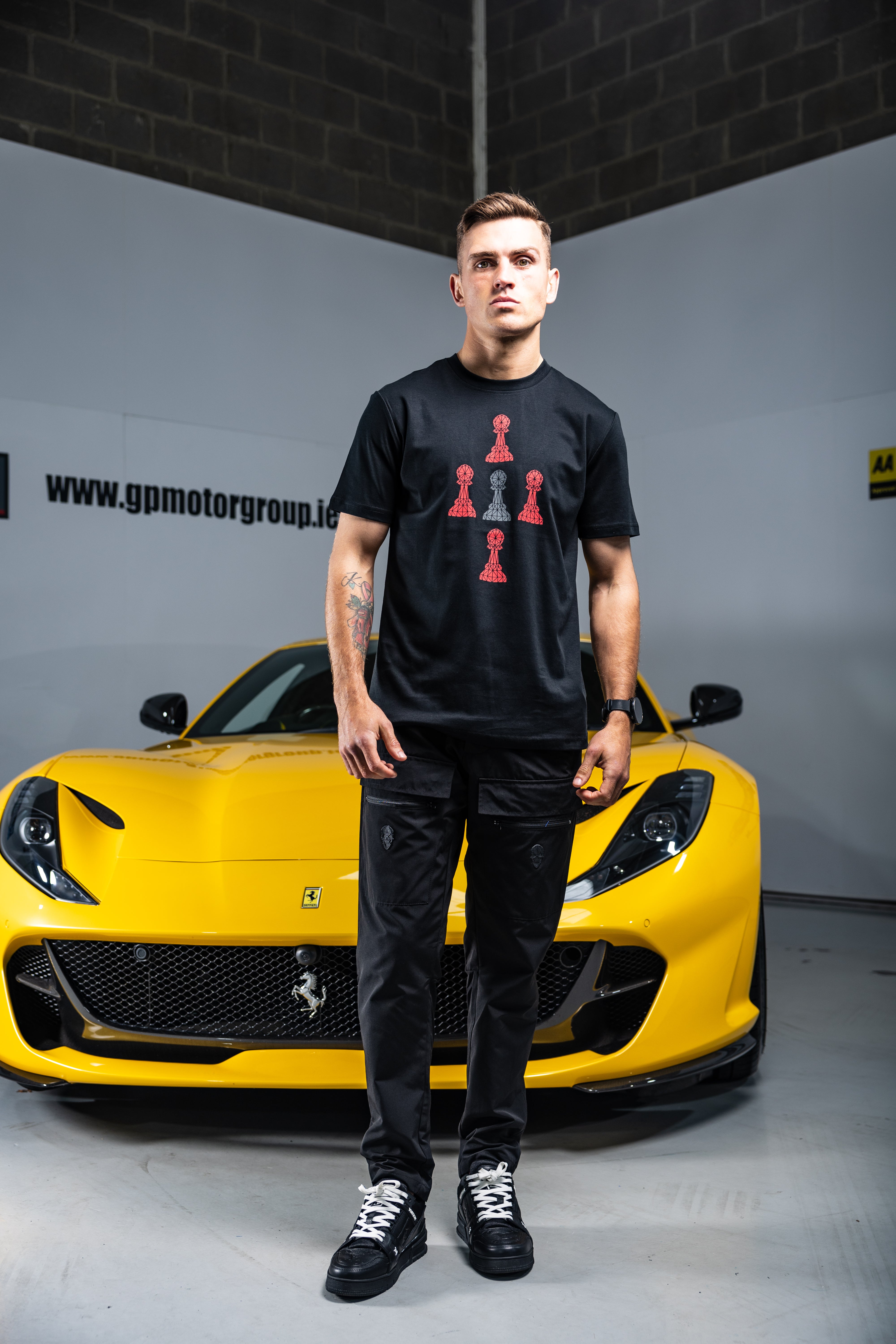 BLACK TEE 5 PAWN TEE -4 RED 1 GREY