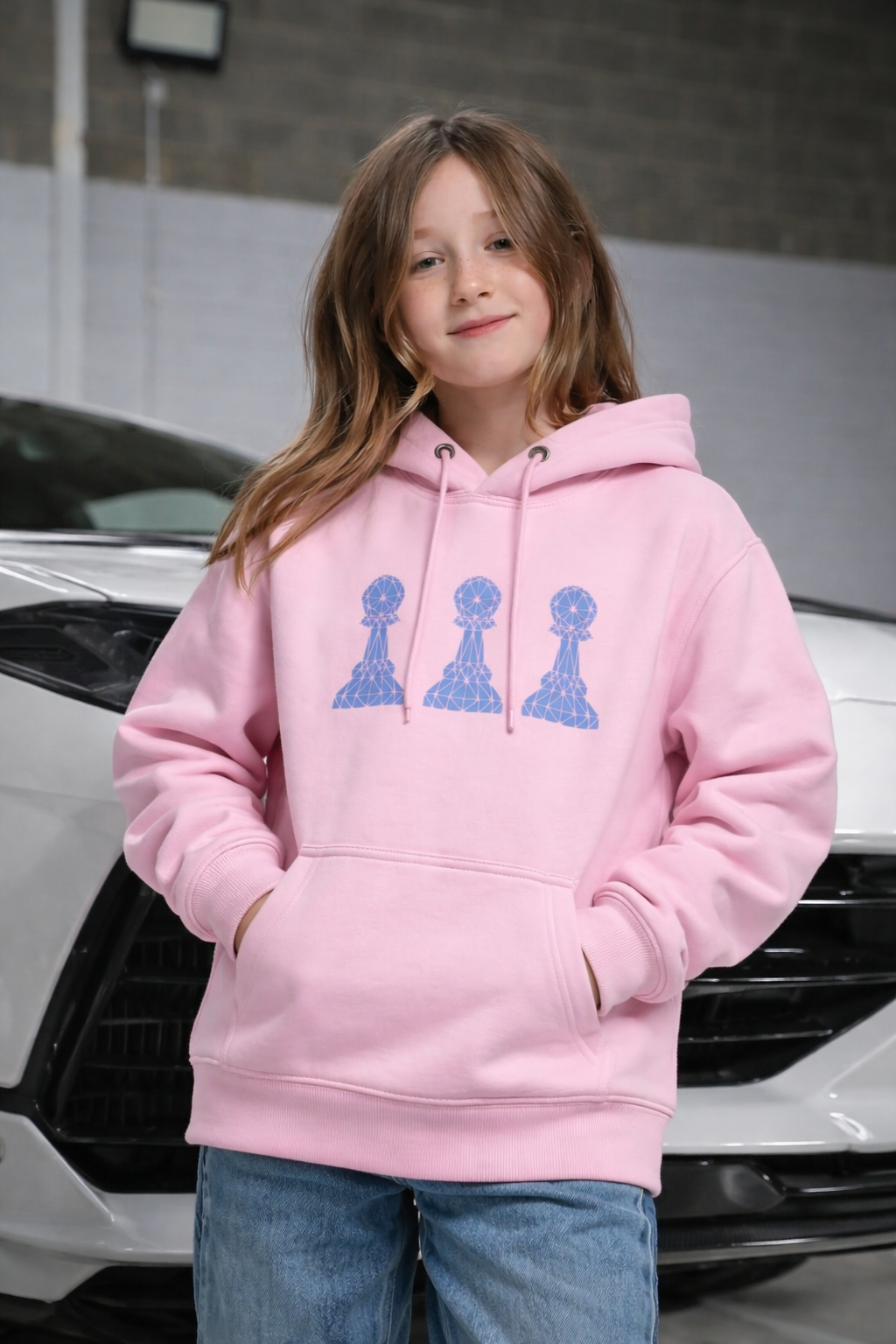 Amico Jr Pink with Blue Pawn Hoodie