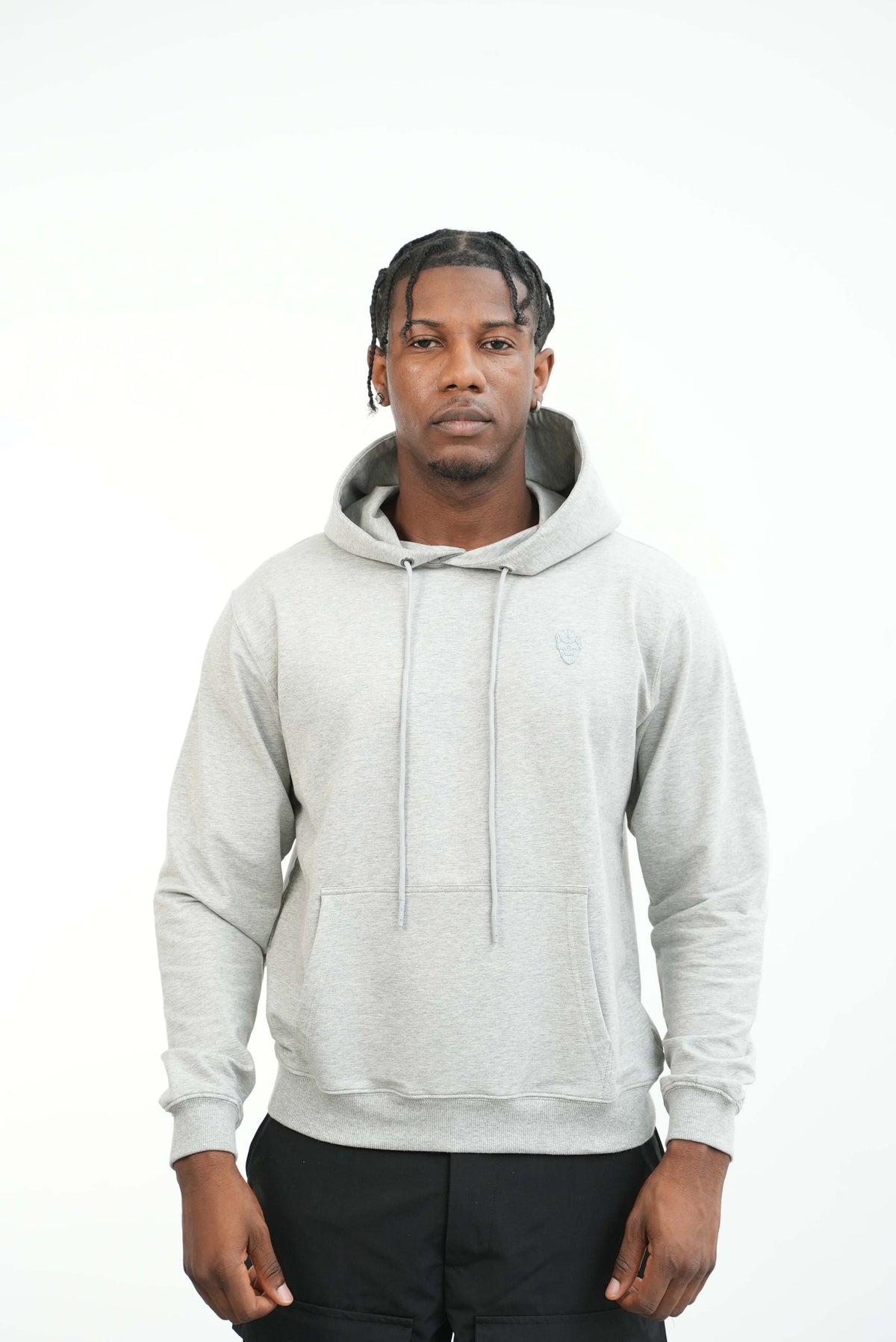 Men's Amico Skull Badge Grey Hoodie