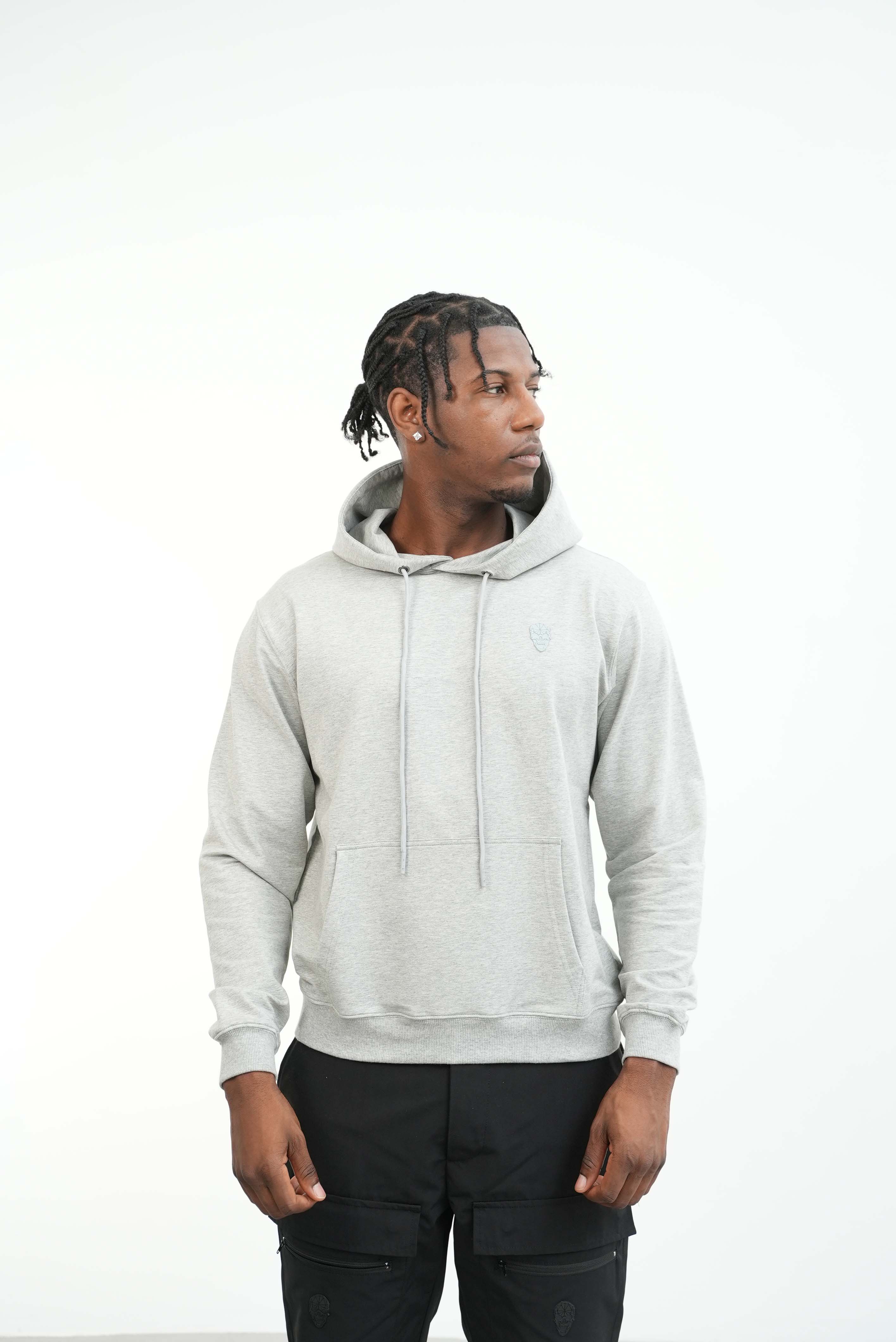 Men's Amico Skull Badge Grey Hoodie