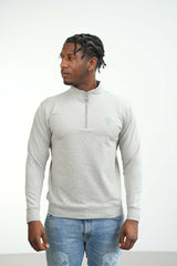 Men's Skull Badge Half Zip Grey